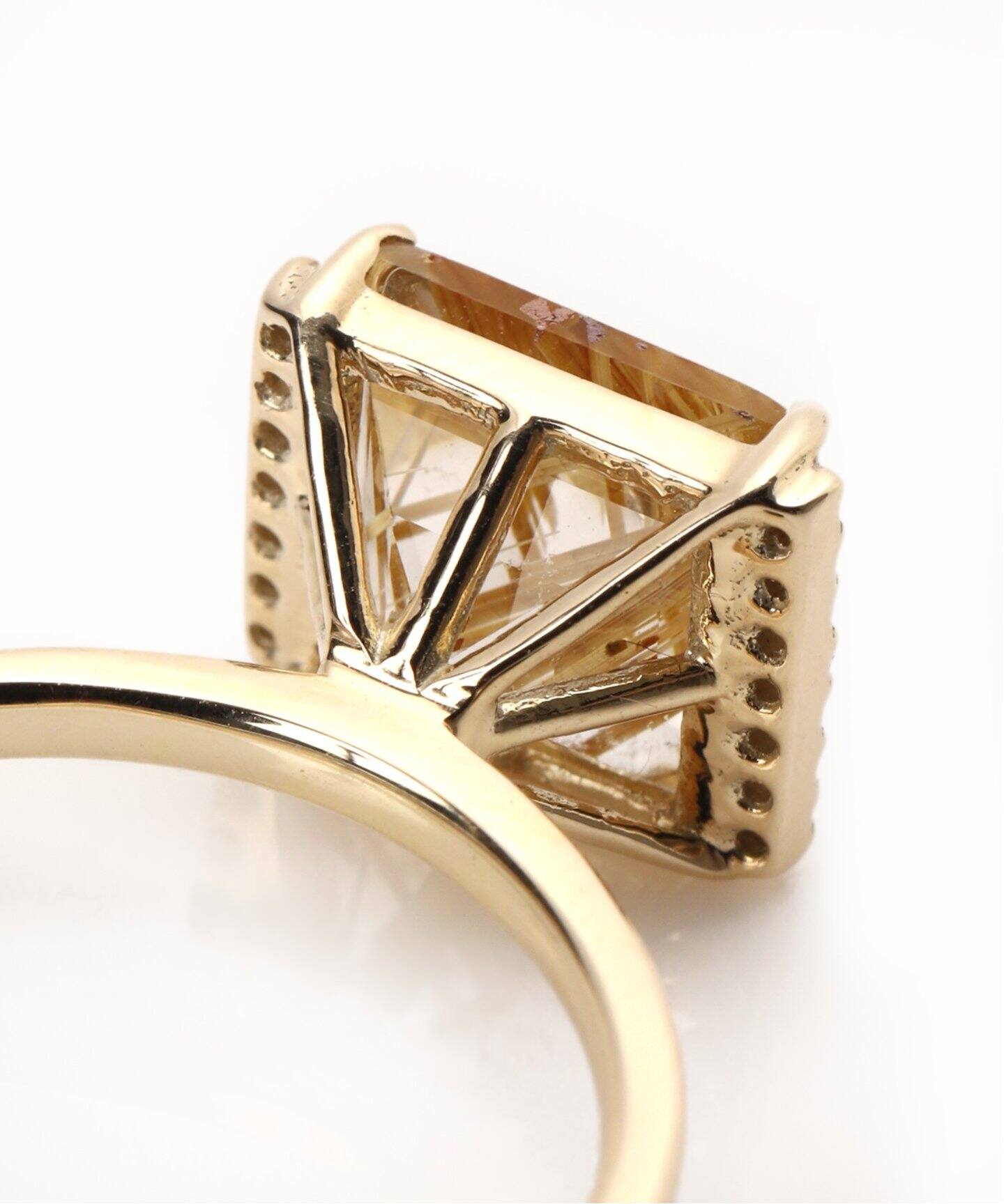 数量限定》ルチルクォーツバフトップカットダイヤリング K10（リング  