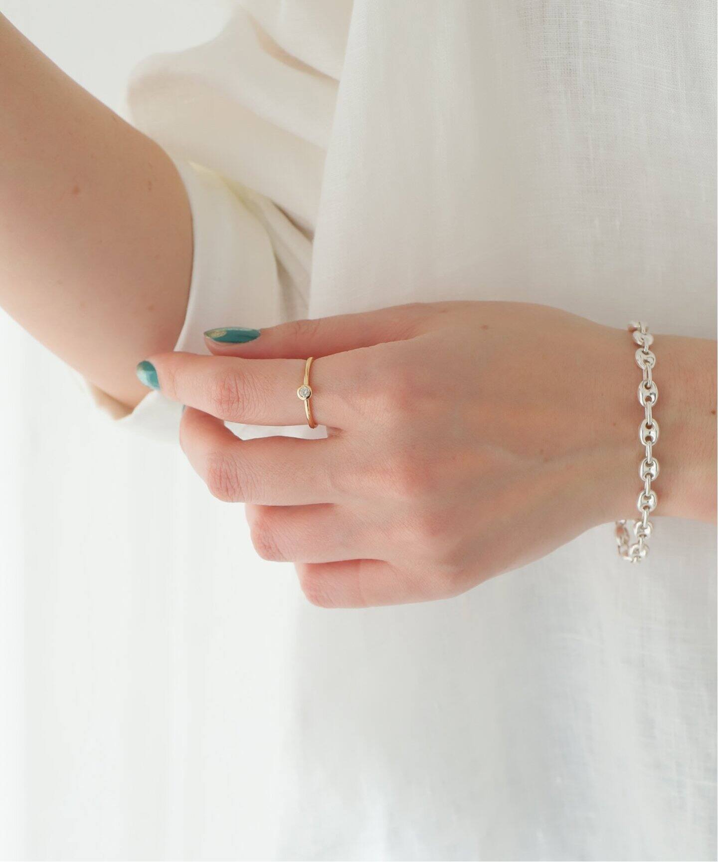 18K 0.1ct diamond bezel setting ring／11（リング）｜DECOUVERTE 