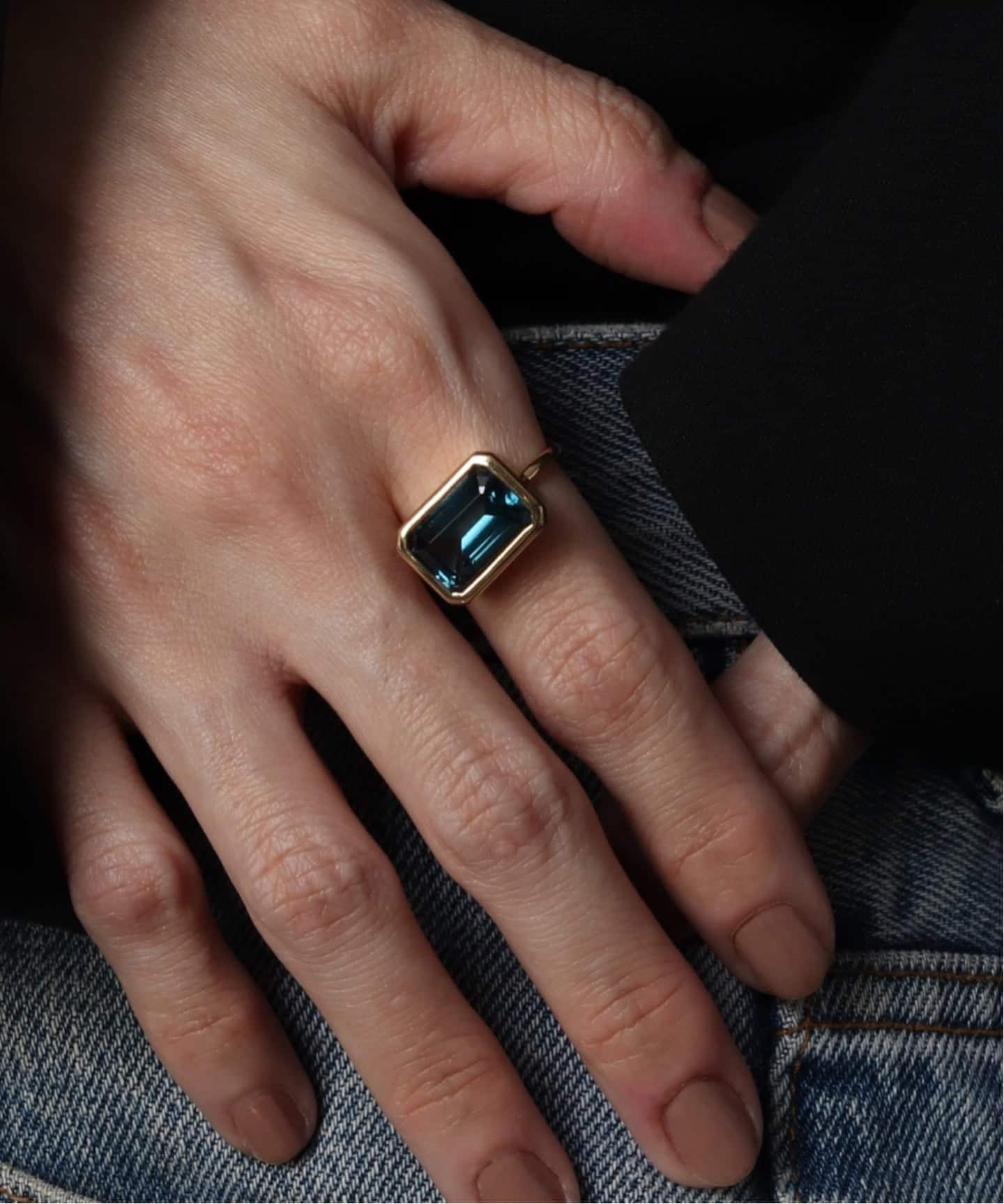18K london blue topaz emerald ring B／11（リング）｜DECOUVERTE