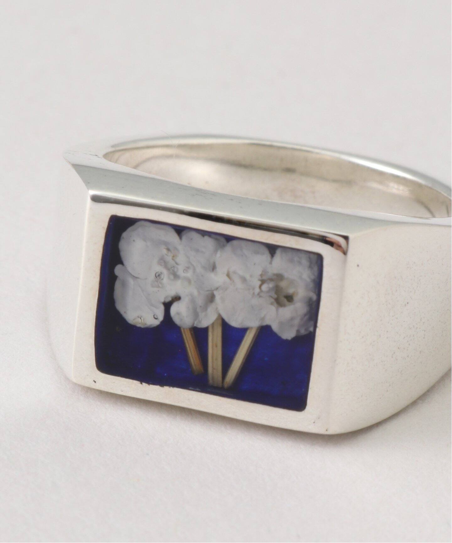 XOLO JEWERLY / ショロジュエリー 】Signet Ring with Flower (Blue 