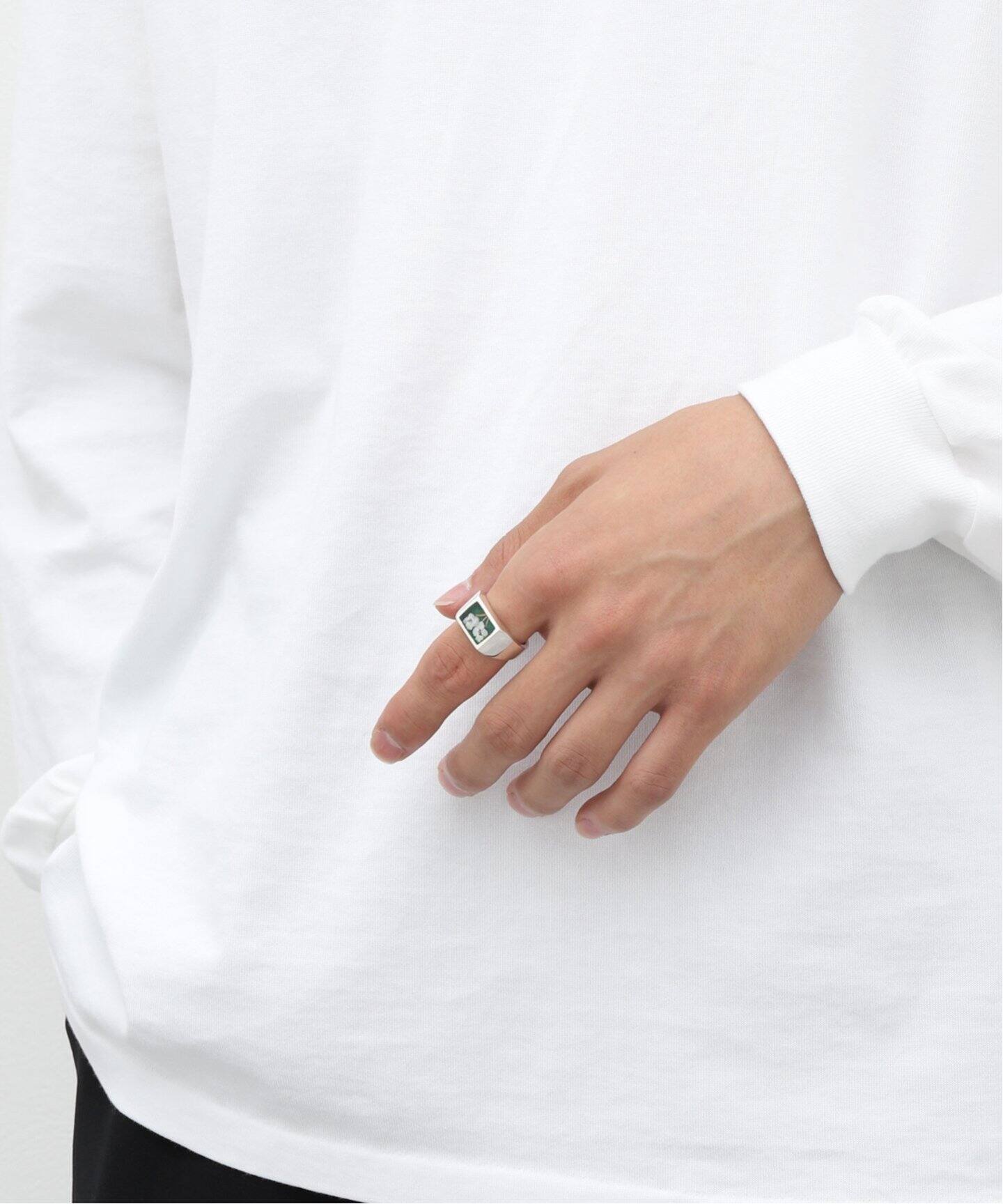 XOLO JEWERLY / ショロジュエリー 】Signet Ring with Flower (Green 