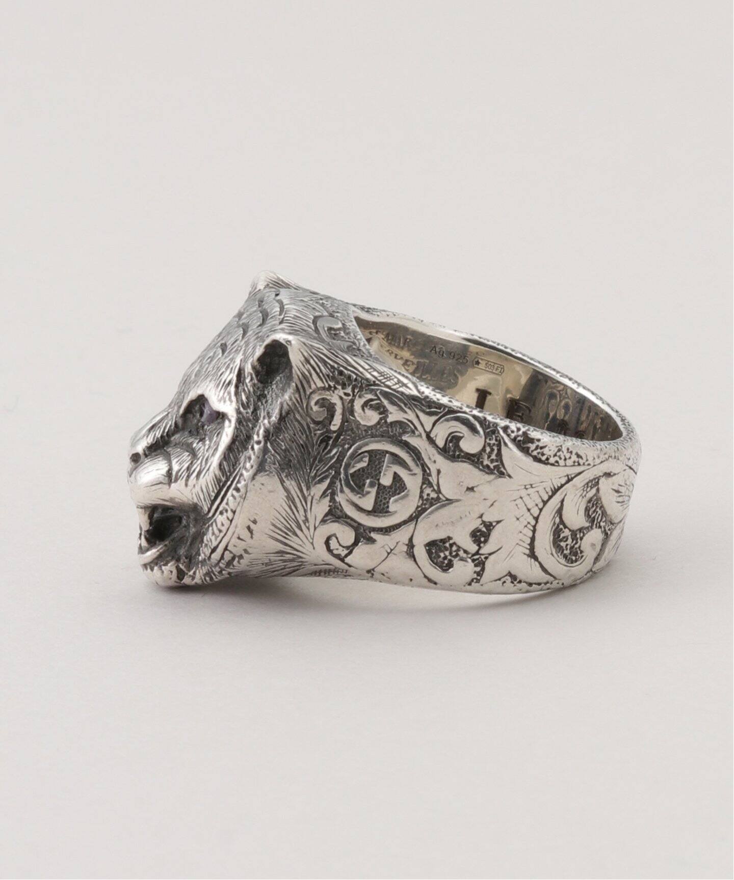 GUCCI Vintage / グッチ 】 Cathead Silver Ring #17（リング 