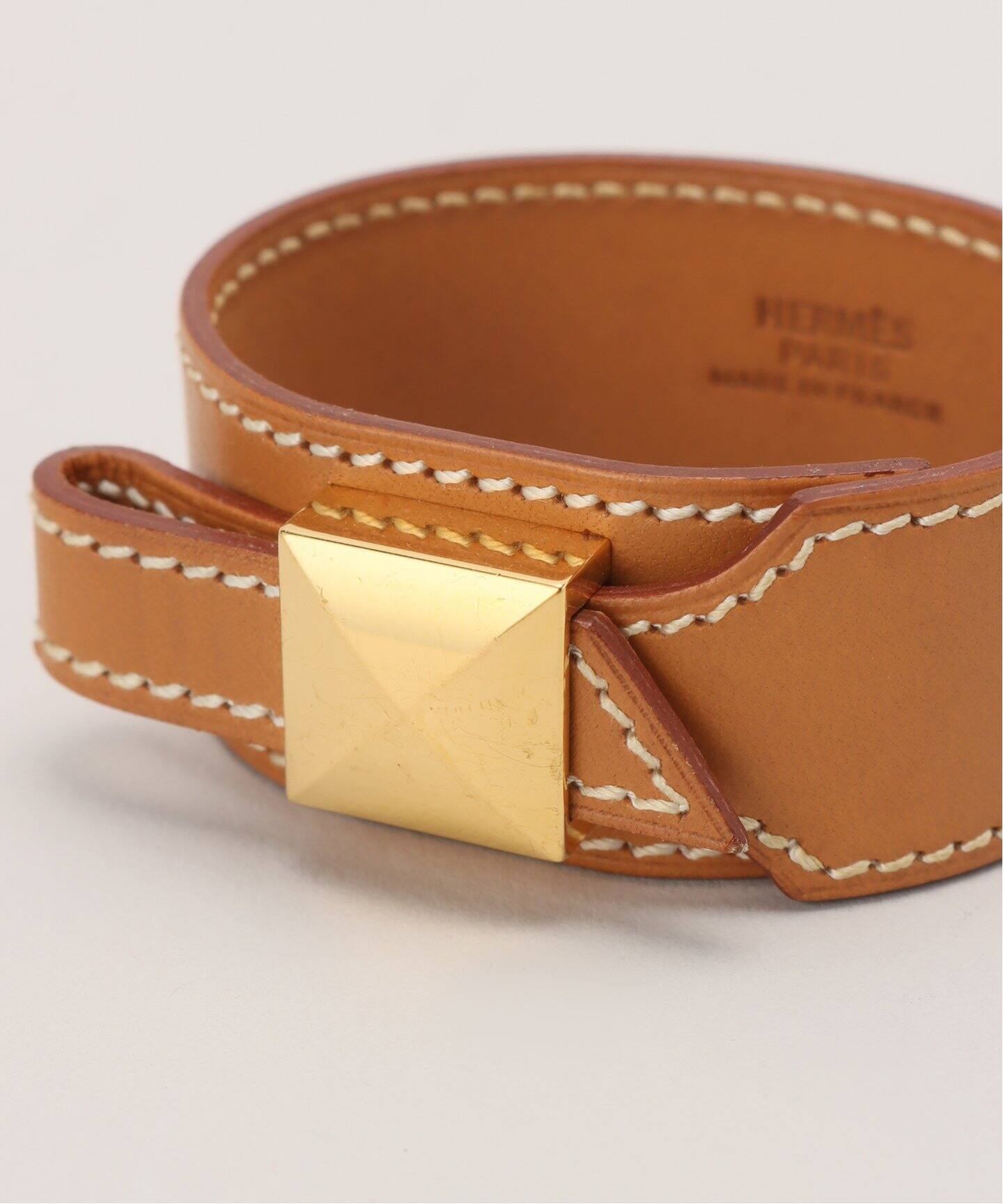 美品✨ HERMES エルメスブレスレットメドール本革レザー箱キャメル 