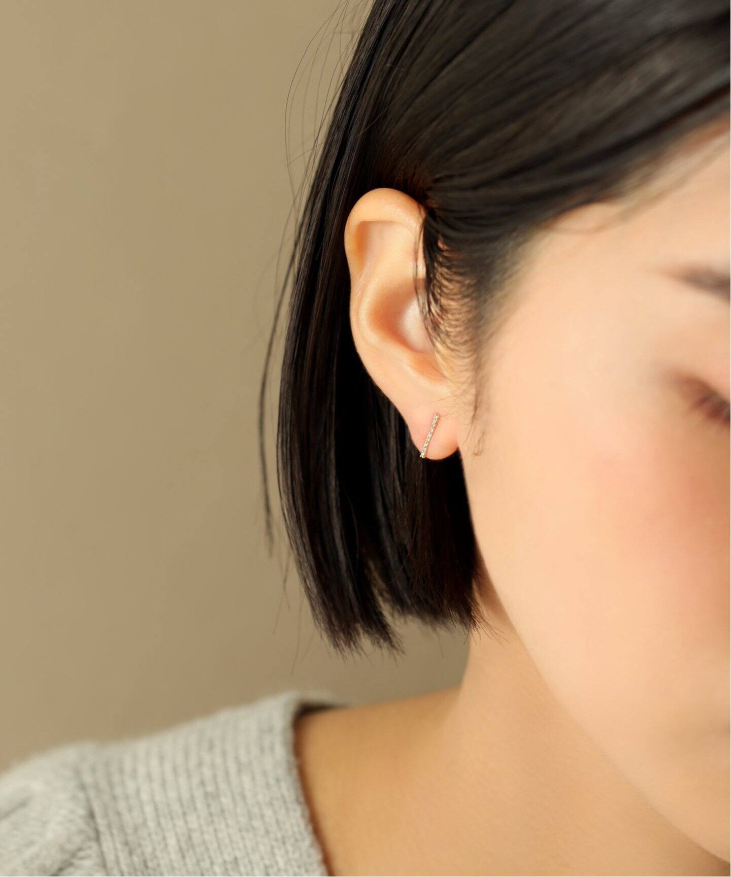 ダイヤ10mmバーピアス K10（両耳）（ピアス（両耳用））｜Lilas（リラ  