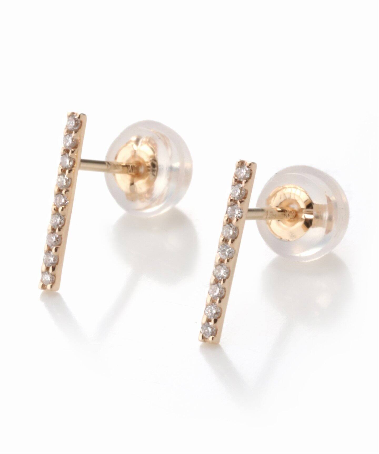 ダイヤ10mmバーピアス K10（両耳）（ピアス（両耳用））｜Lilas（リラ 