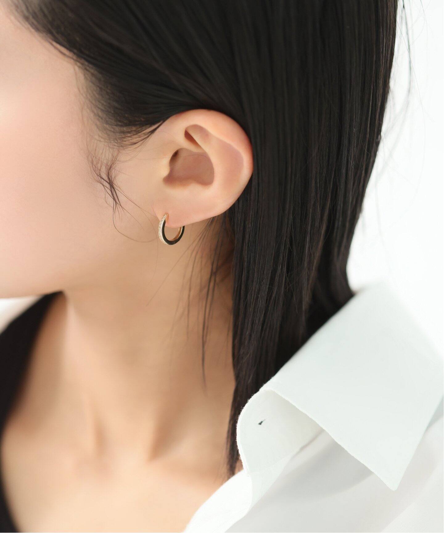 13mmフープダイヤピアス K10(両耳)（ピアス（両耳用））｜Lilas（リラ 