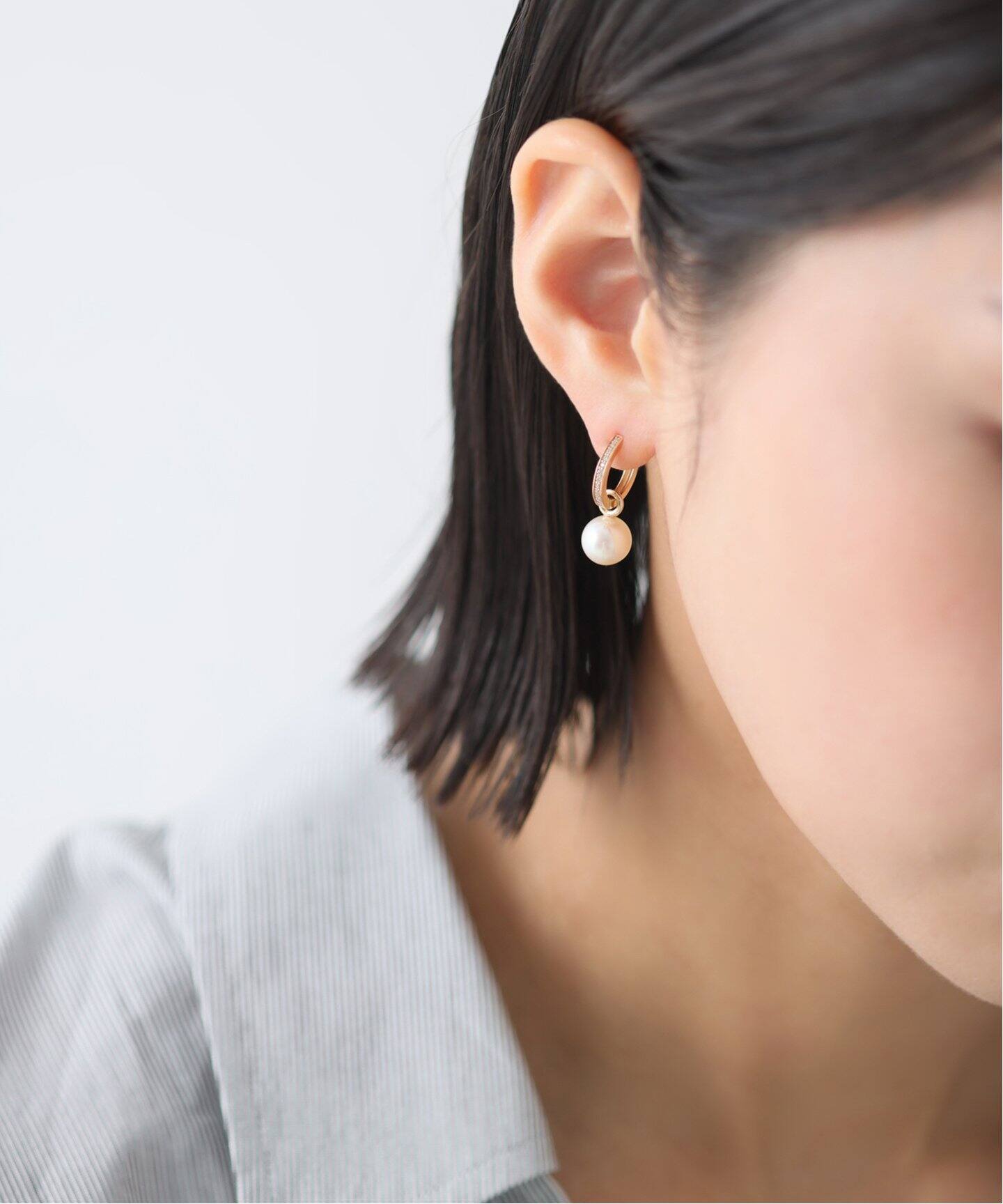 13mmフープダイヤピアス K10(両耳)（ピアス（両耳用））｜Lilas（リラ 