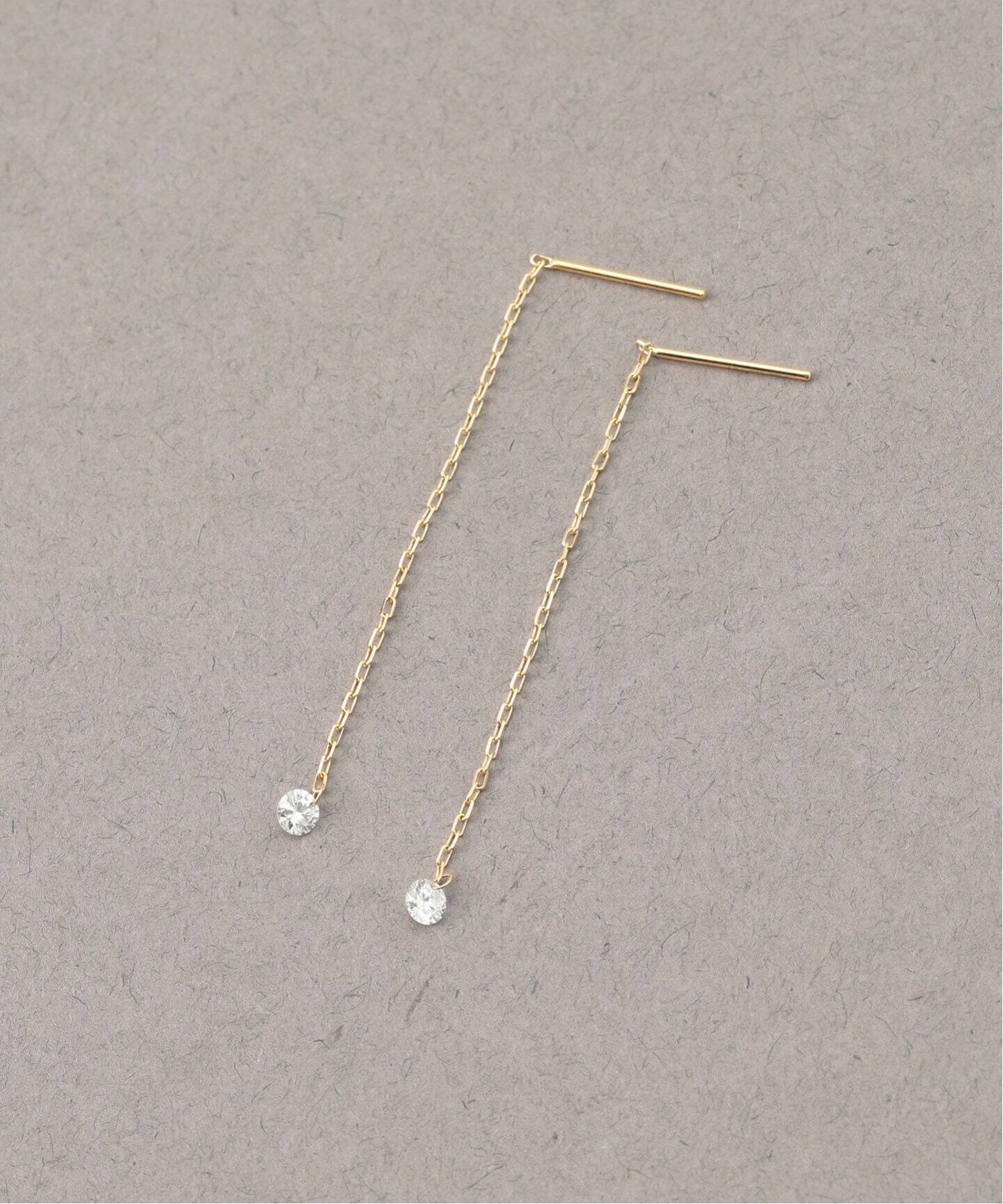 ホールダイヤ4cmアメリカンピアス0.16CT K18（両耳）（ピアス（両耳用 