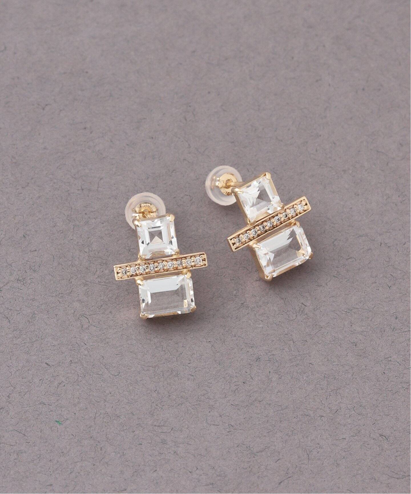 ダイヤラインサンドスクエアピアス K10（両耳）（ピアス（両耳用 