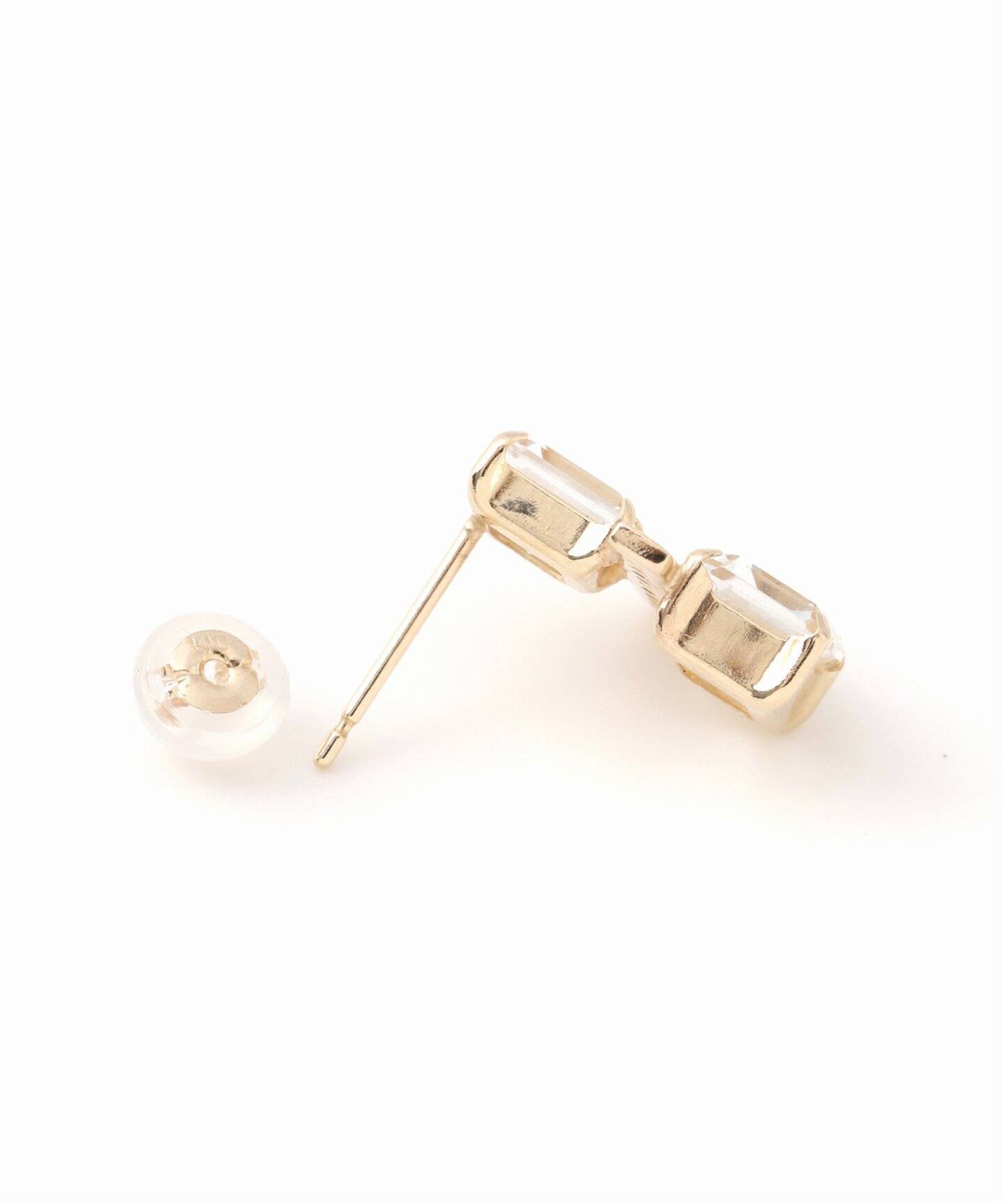 ダイヤラインサンドスクエアピアス K10（両耳）（ピアス（両耳用 