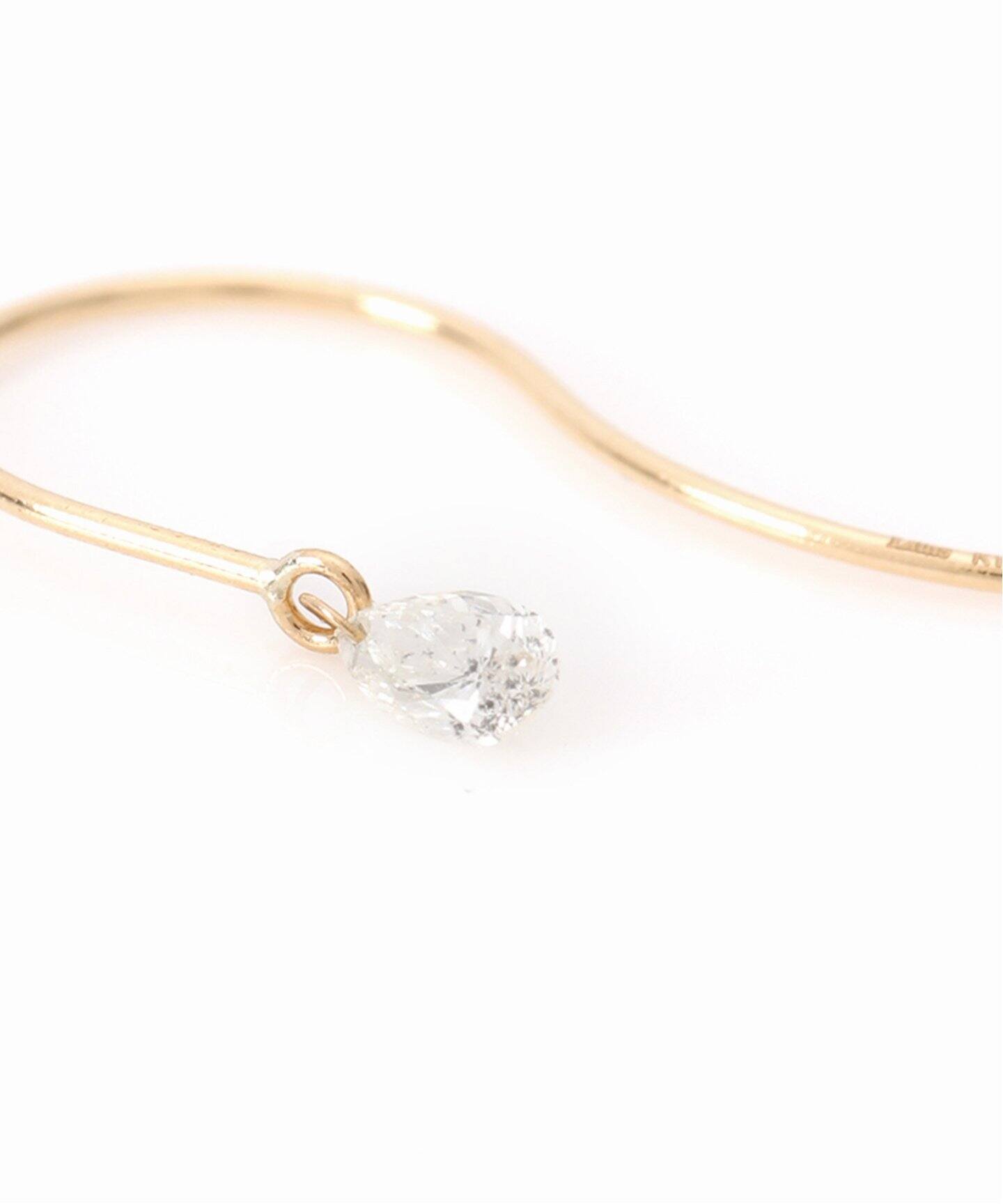 ペアシェイプホールダイヤフックピアス0.16ct K18（両耳）（ピアス（両 