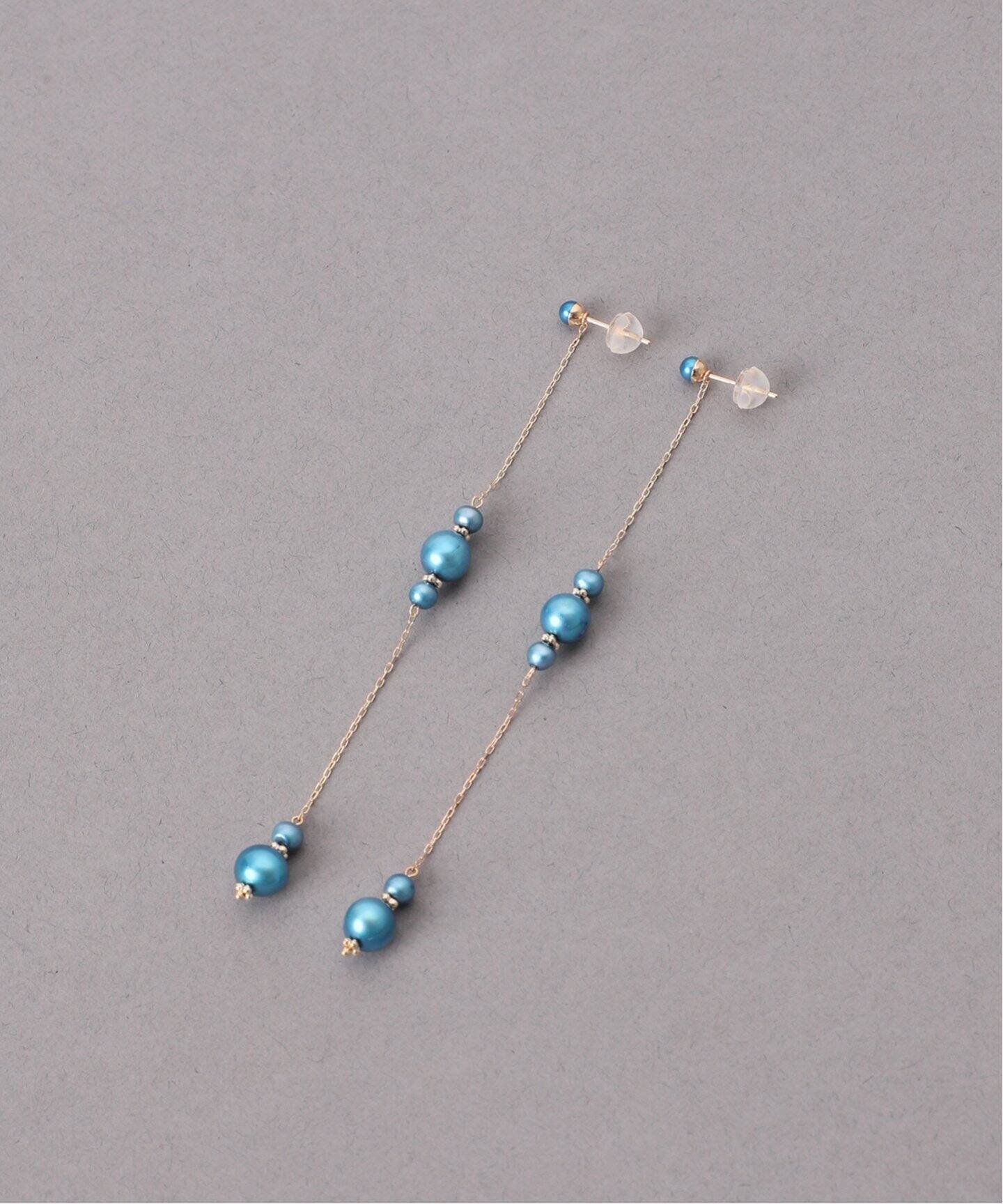 インディゴパール3ピースステーションピアス K10（両耳  