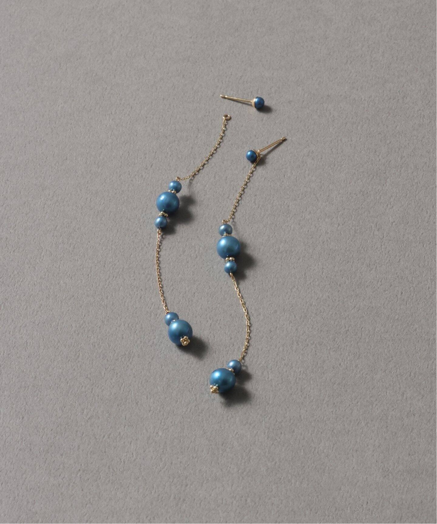 インディゴパール3ピースステーションピアス K10（両耳  