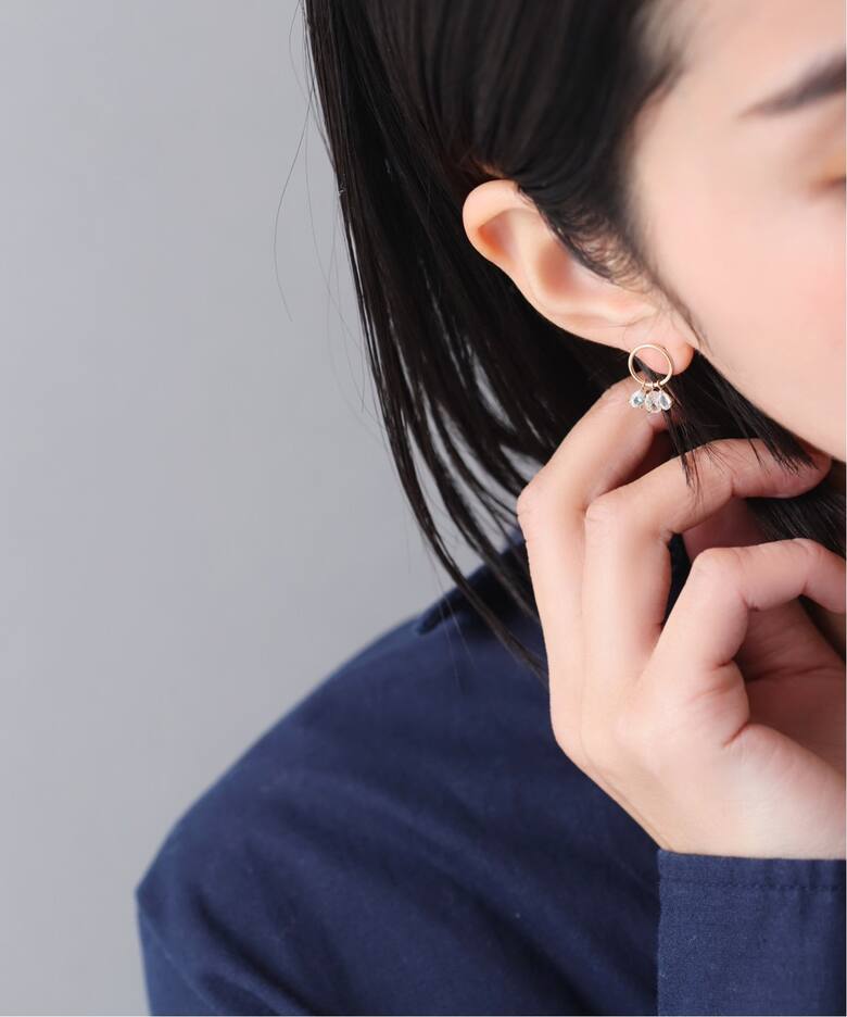 ホワイトサファイア3モチーフピアス K10（ピアス（両耳用））｜Lilas 