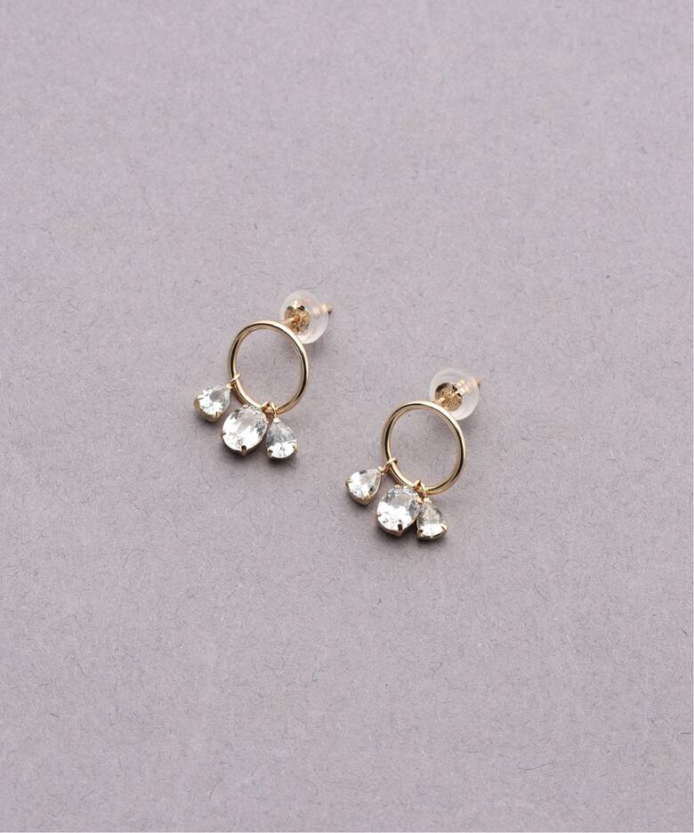 ホワイトサファイア3モチーフピアス K10（ピアス（両耳用））｜Lilas 