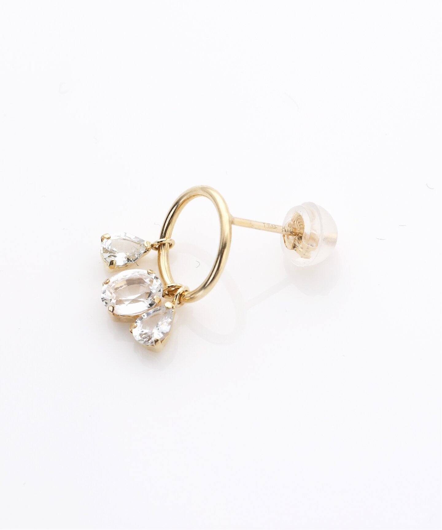 ホワイトサファイア3モチーフピアス K10（ピアス（両耳用））｜Lilas 