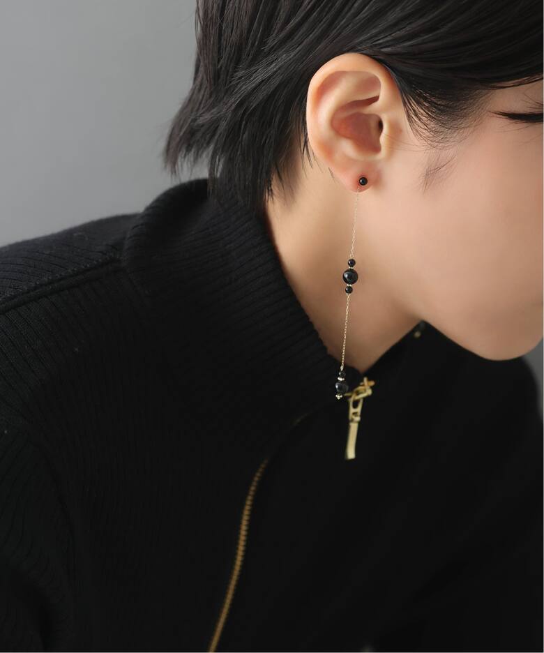 オニキスステーションピアス K10（両耳）（ピアス（両耳用））｜Lilas 