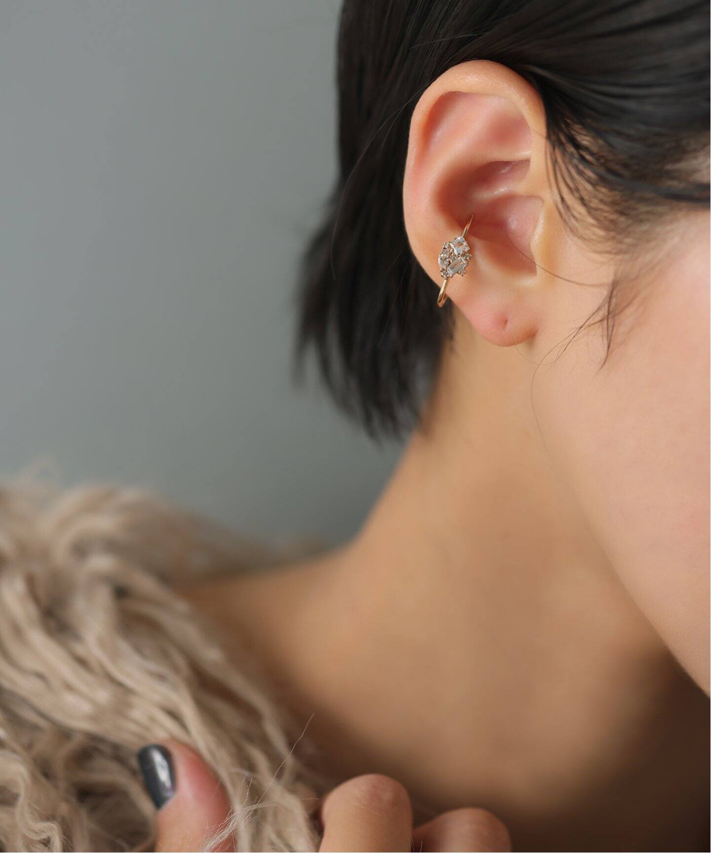 ミックスモチーフオーバルイヤーカフ K10（片耳）（イヤーカフ 