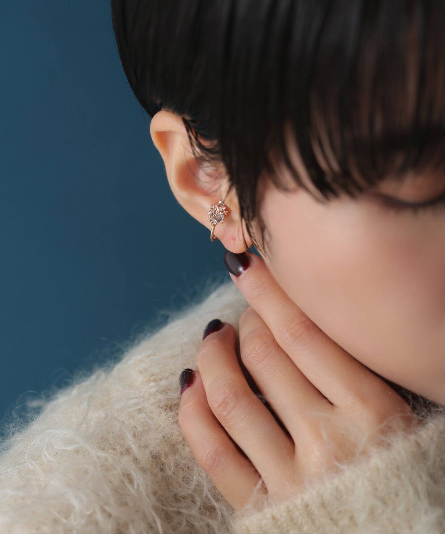 ミックスモチーフオーバルイヤーカフ K10（片耳）（イヤーカフ 