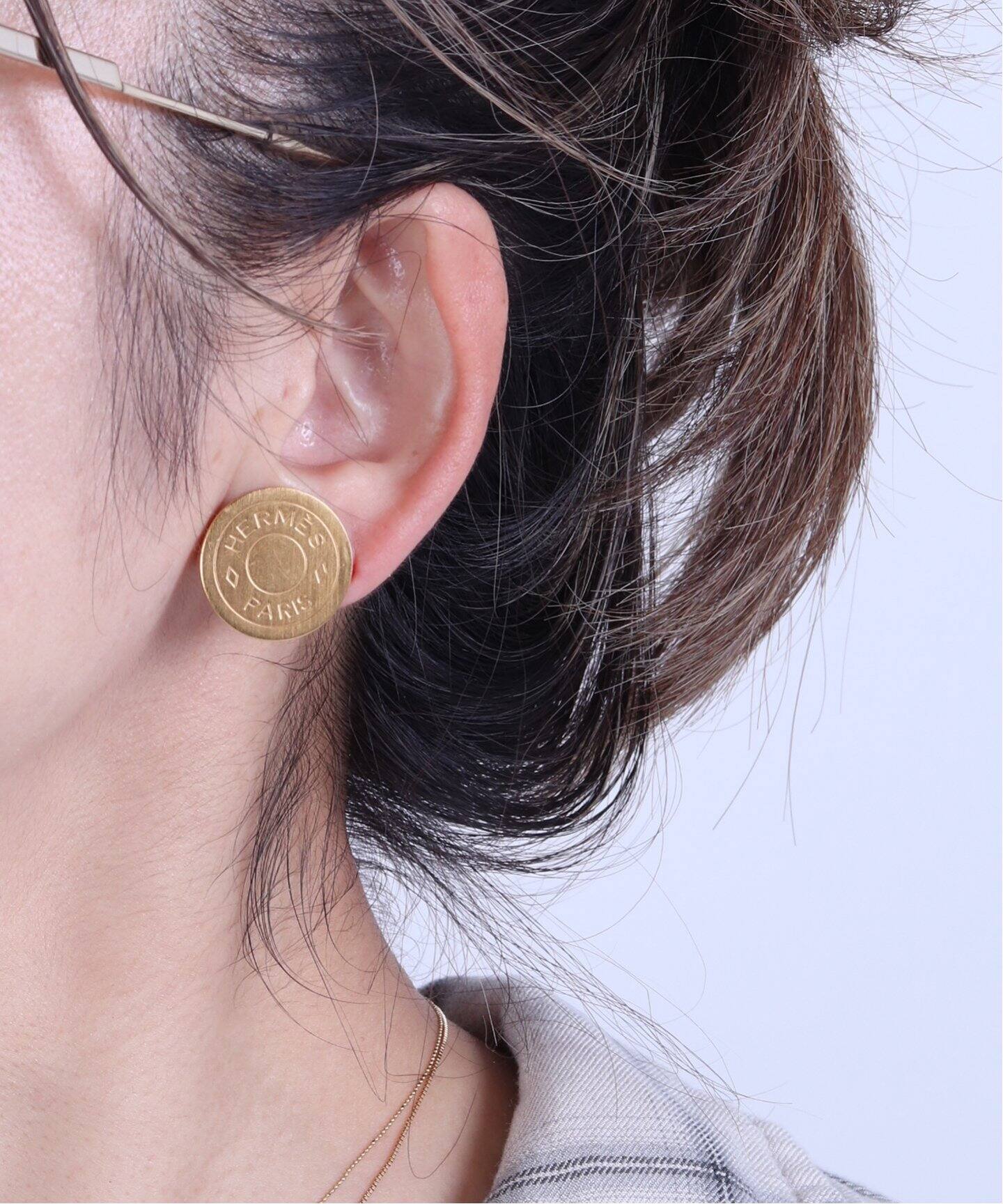 VINTAGE HERMES/エルメス】Sellier Earring(両耳)（イヤリング  