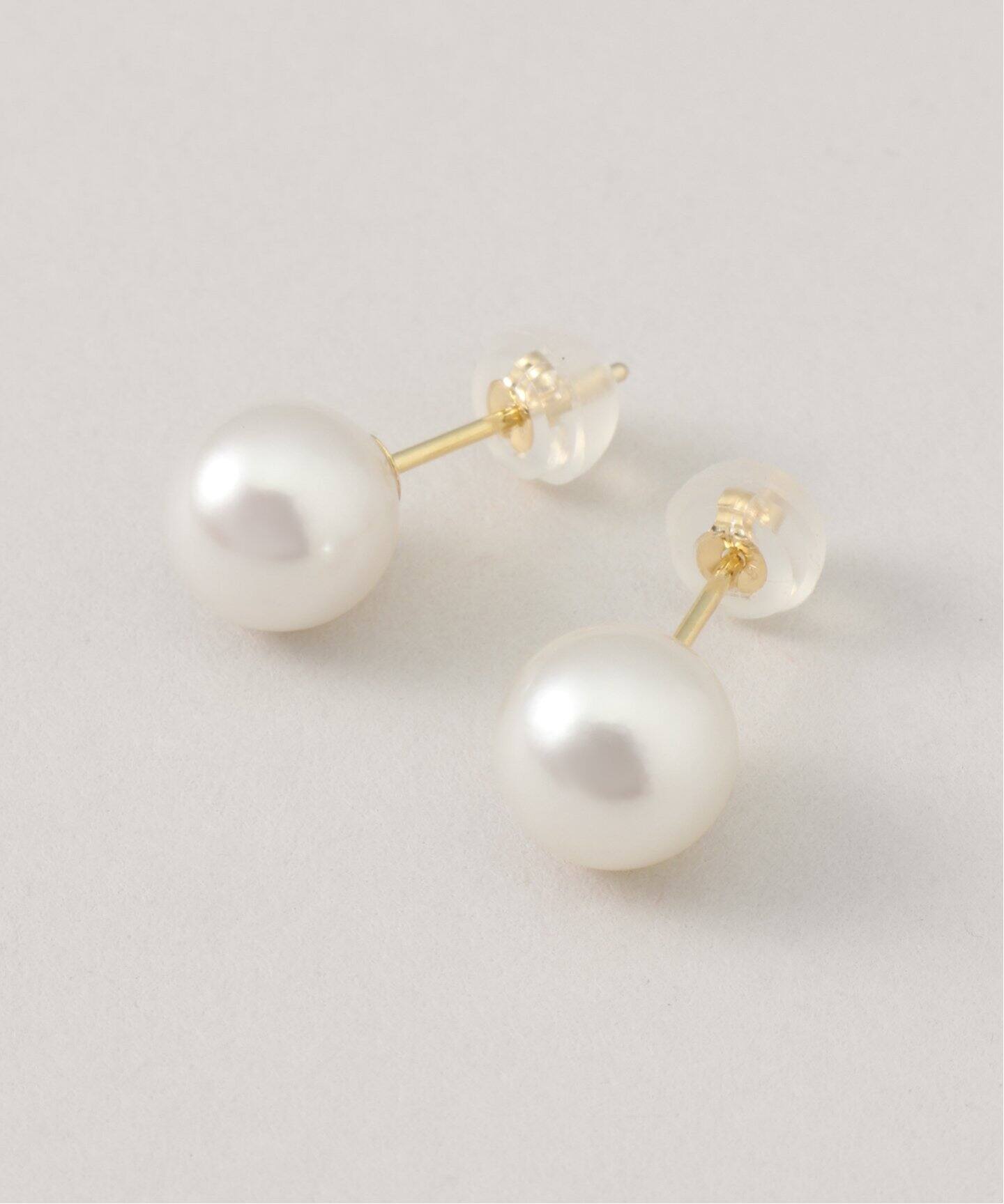 18KYG 7.5mm あこやパールピアス(両耳)（ピアス（両耳用