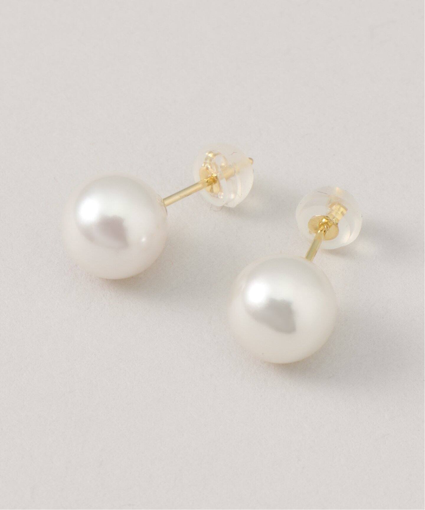 18KYG 8.0mm あこやパールピアス(両耳)（ピアス（両耳用 