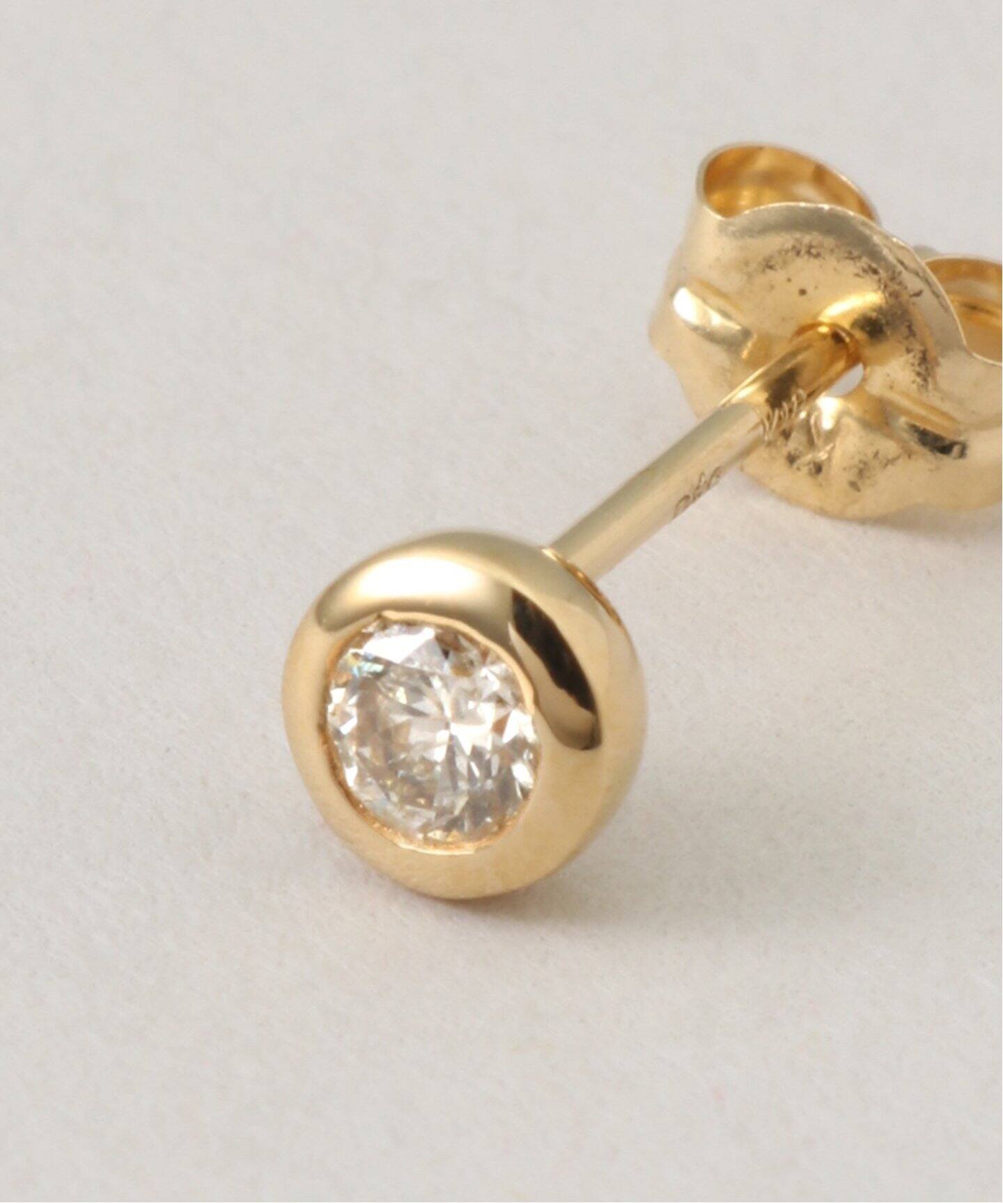 18KYG 0.2ct ダイヤモンド フクリンピアス(両耳)（ピアス（両耳用 