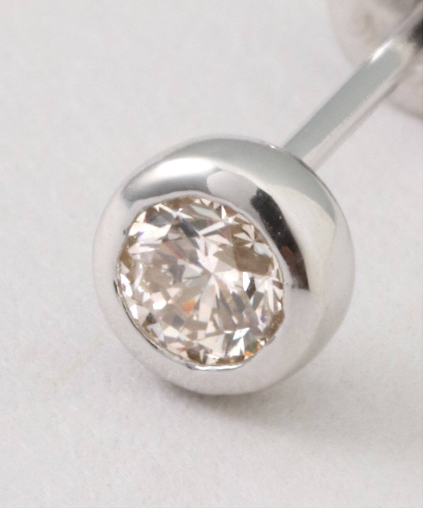 18KWG 0.2ct ダイヤモンド フクリンピアス(両耳)（ピアス（両耳用 
