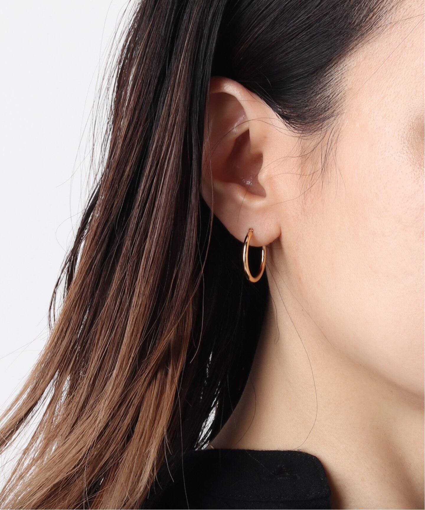 18KYG 0.2パイプ2.0cmフープピアス(両耳)（ピアス（両耳用 