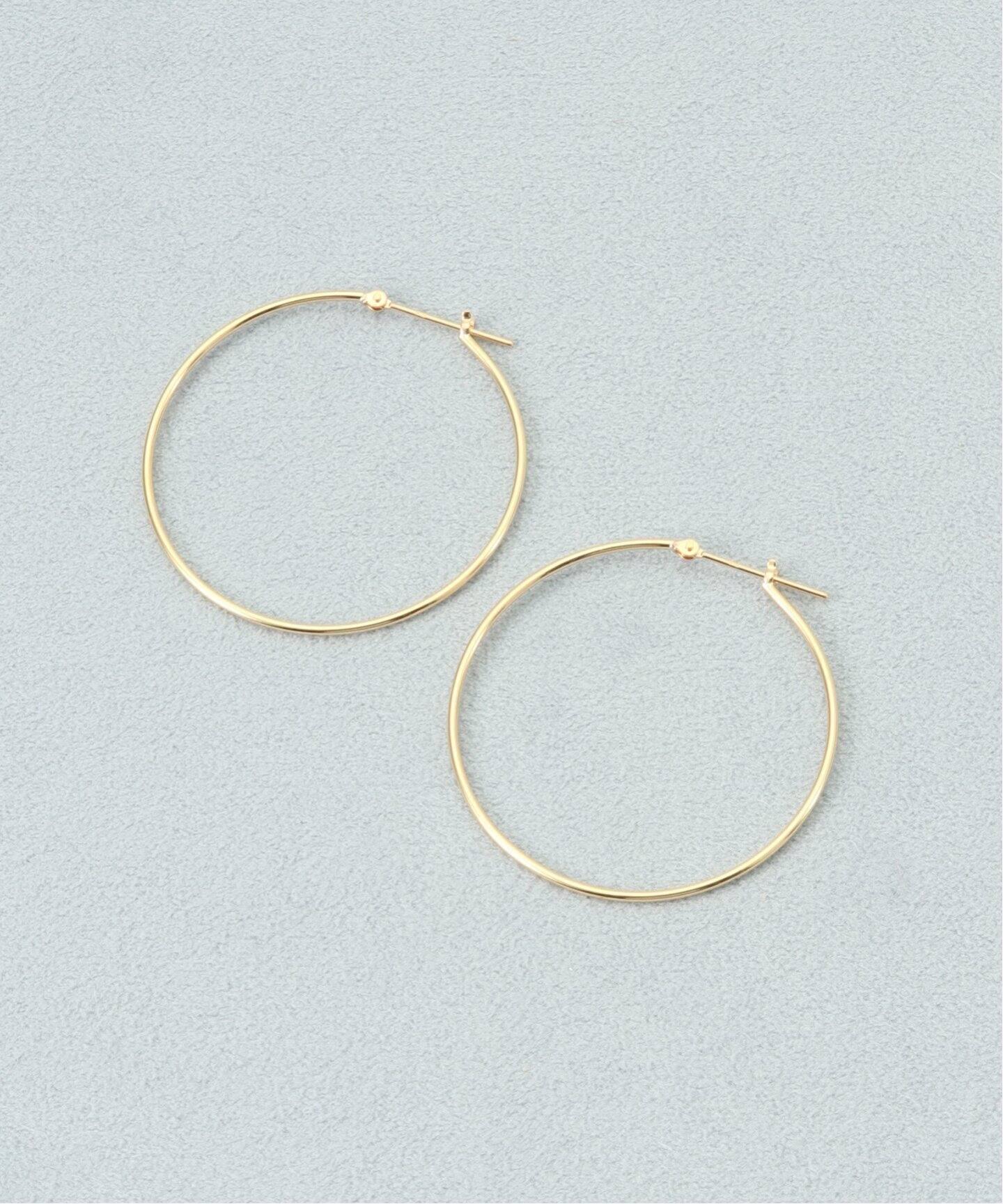 18KYG 0.1パイプ3.5cmフープピアス(両耳)（ピアス（両耳用 