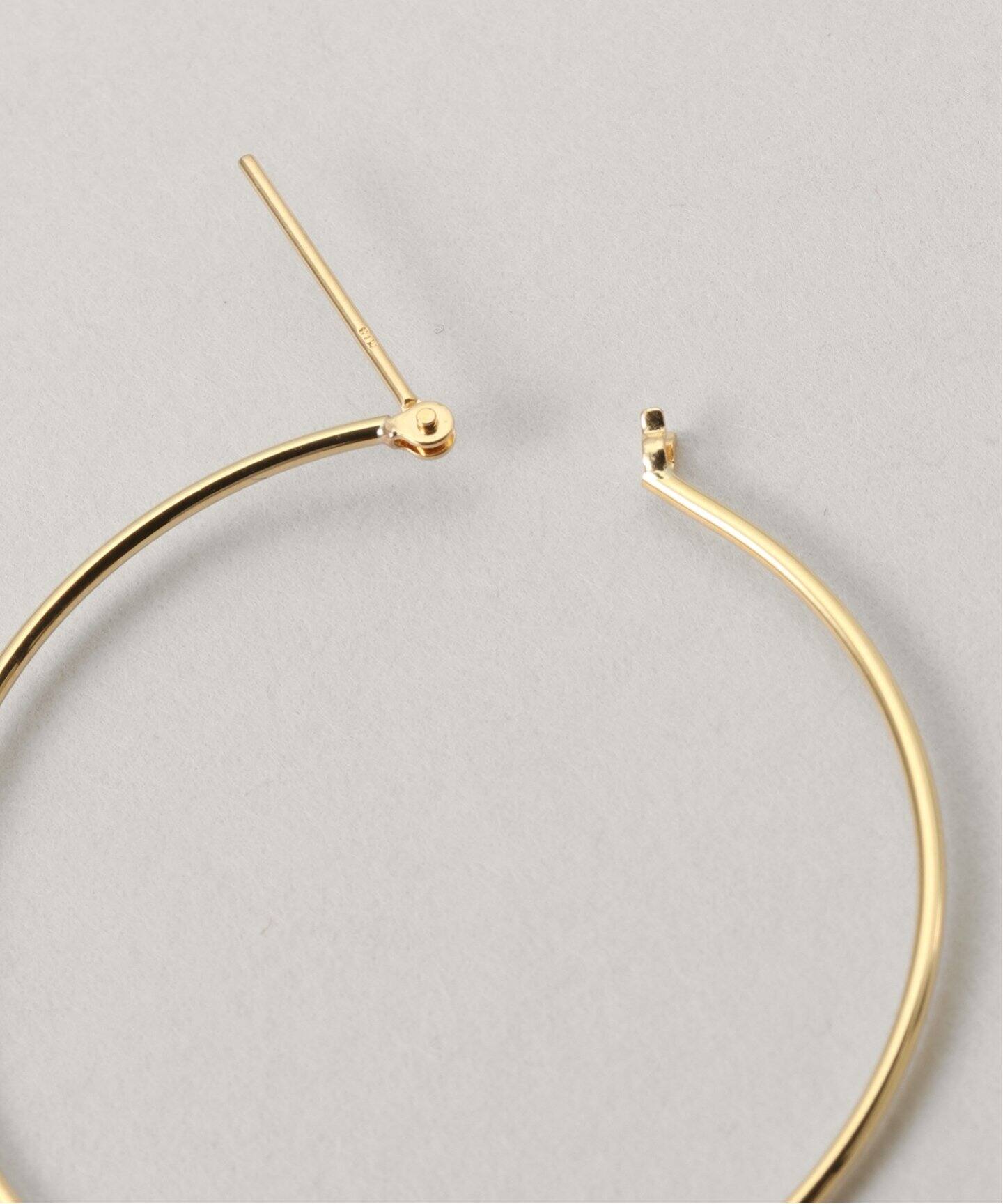 18KYG 0.1パイプ3.5cmフープピアス(両耳)（ピアス（両耳用 
