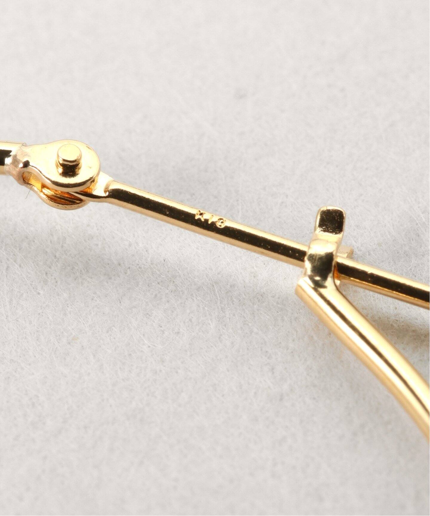 18KYG 0.1パイプ3.5cmフープピアス(両耳)（ピアス（両耳用 