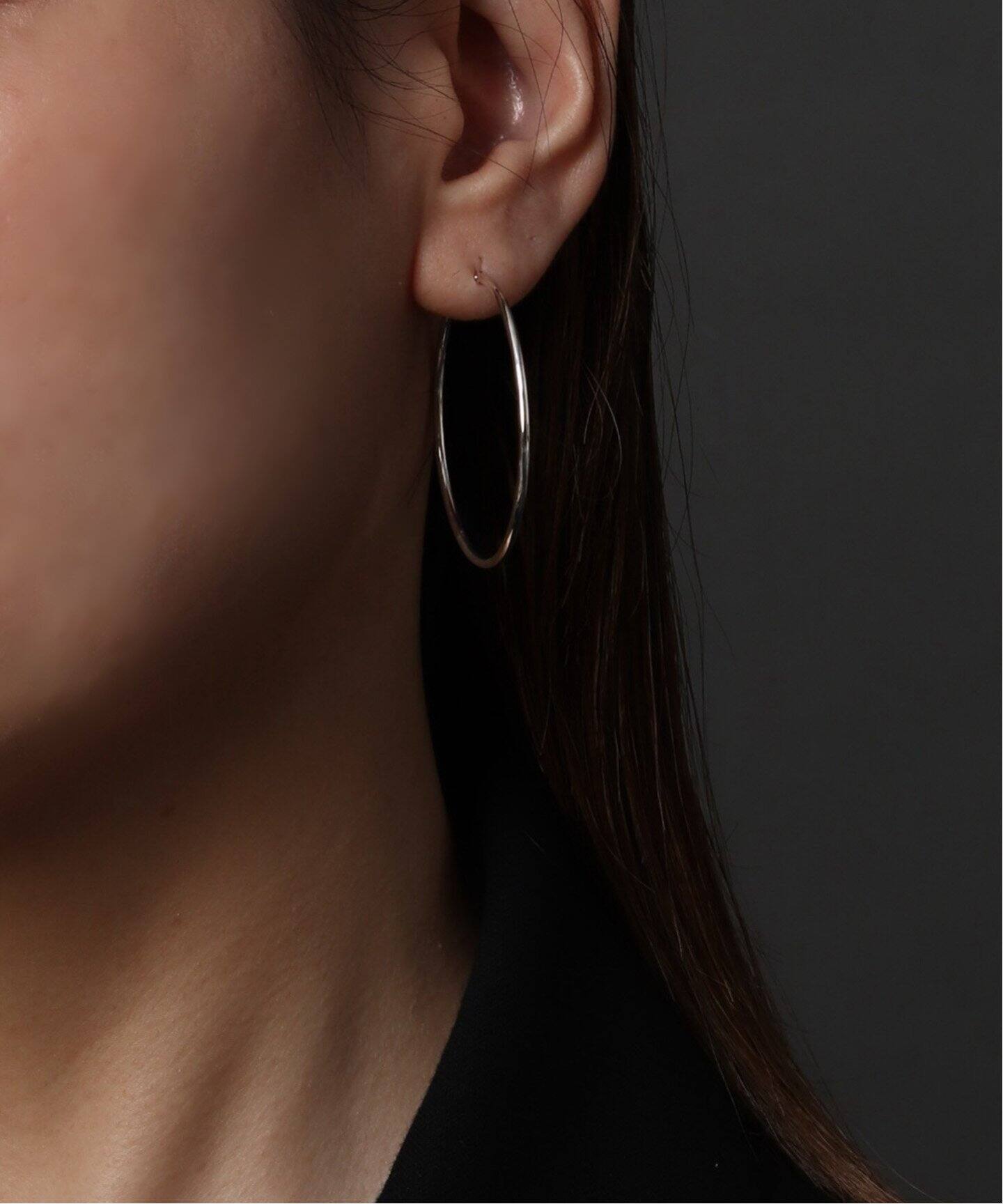 14KWG 0.15パイプ4.0cmフープピアス(両耳)（ピアス（両耳用