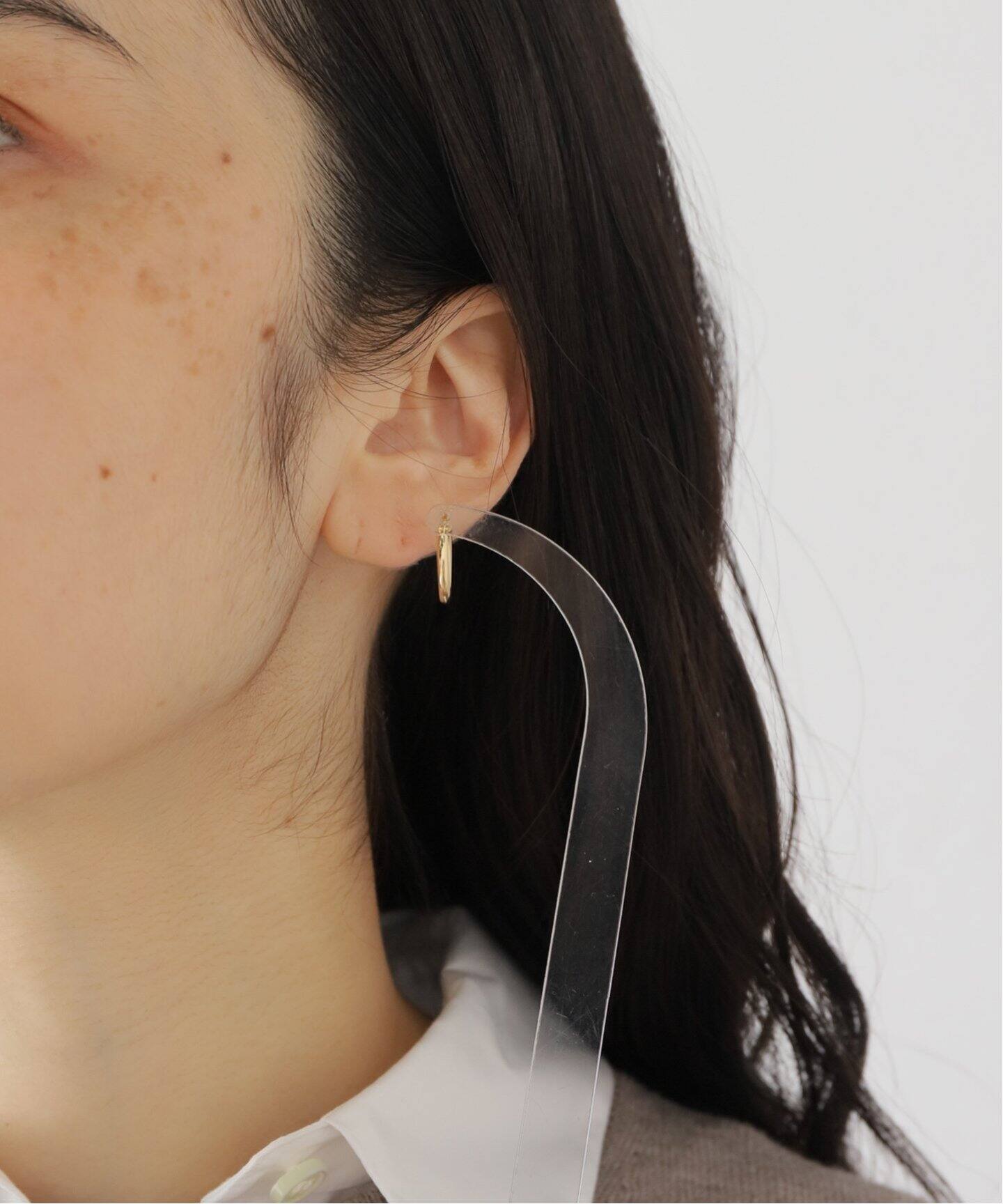 18KYG 0.2パイプ1.5cmフープピアス(両耳)（ピアス（両耳用