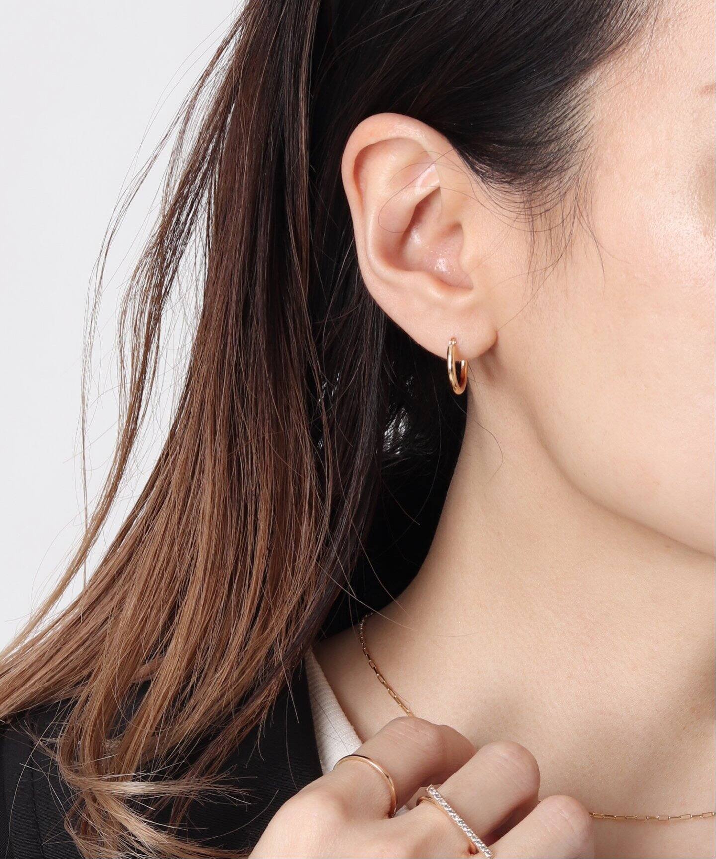 18KYG 0.2パイプ1.5cmフープピアス(両耳)（ピアス（両耳用 
