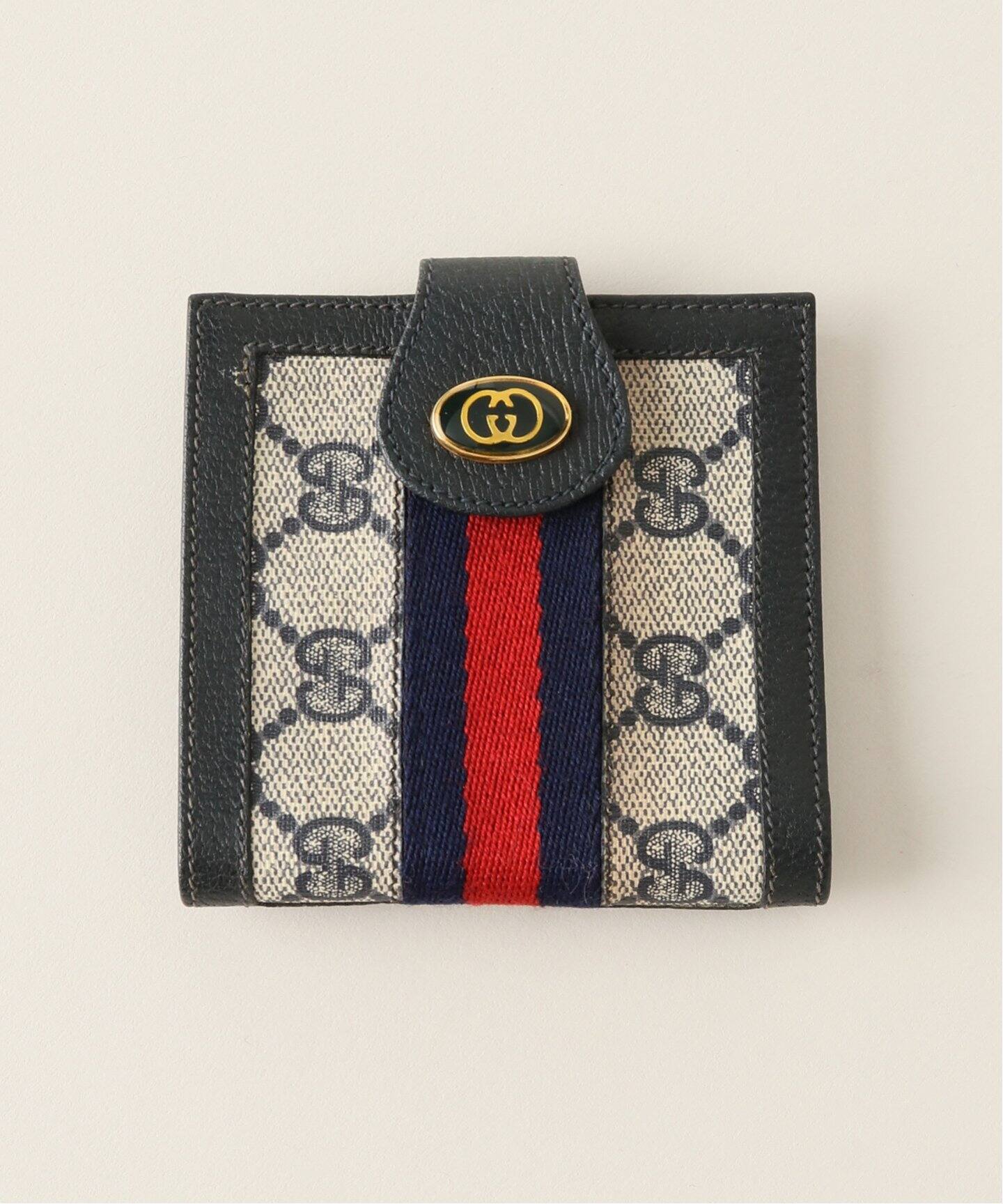 GUCCI / グッチ】ウォレット / 二つ折り財布 ネイビーシェリーライン  
