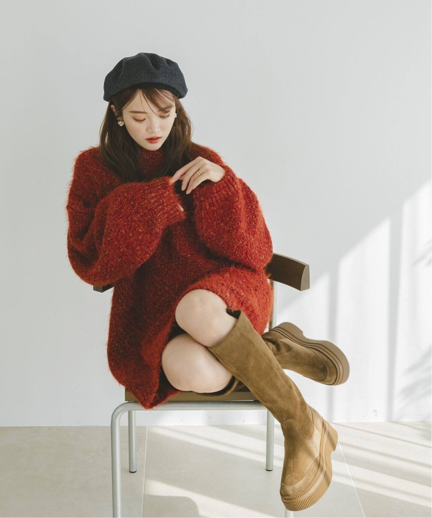KARIN TAKUBO×LE TALONレザープラットフォームロングブーツ（ロング 
