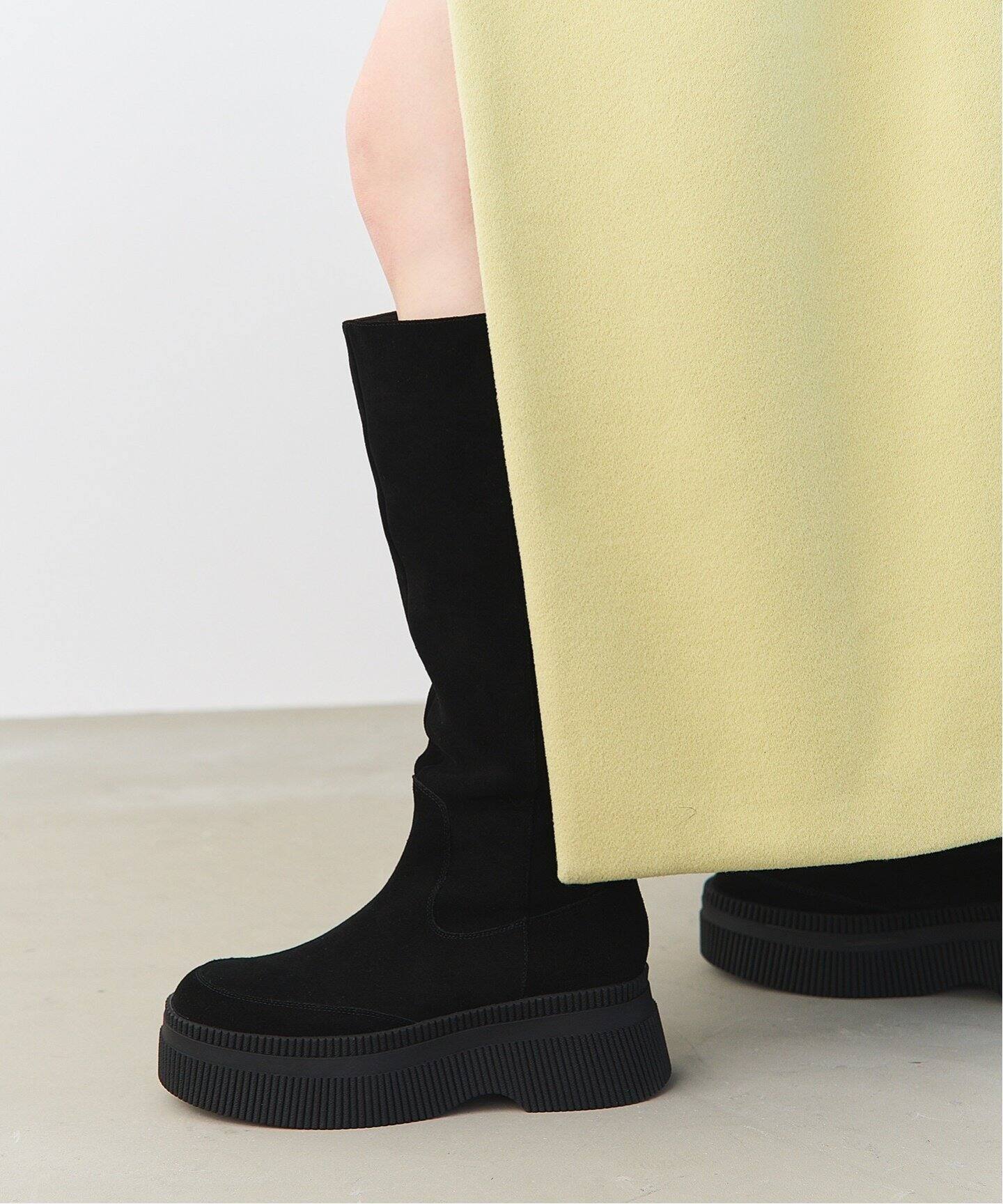 KARIN TAKUBO×LE TALONレザープラットフォームロングブーツ（ロング 