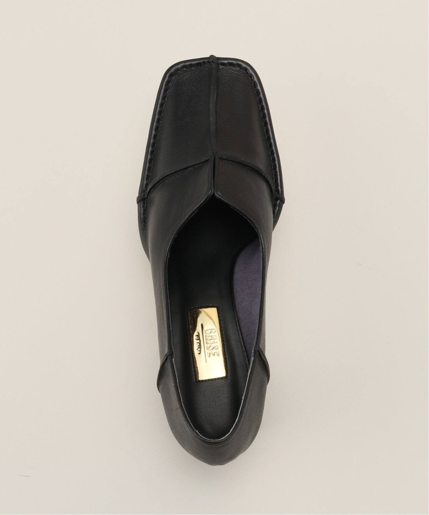 GRISE 4.5cmレザースクエアクロスシームパンプス（パンプス）｜LE 