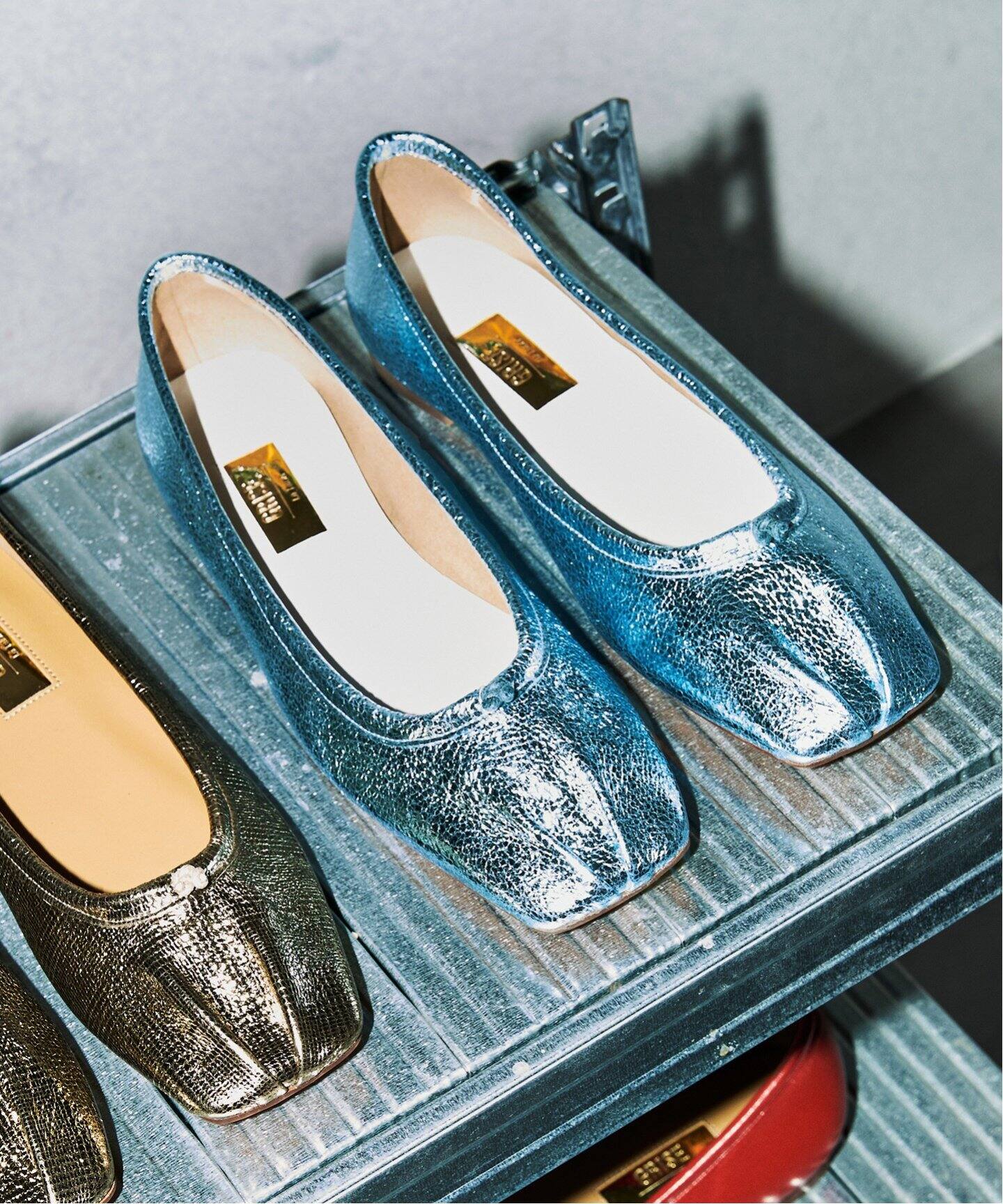 GRISEレザースクエアプリーツフラット（フラットシューズ）｜LE TALON  