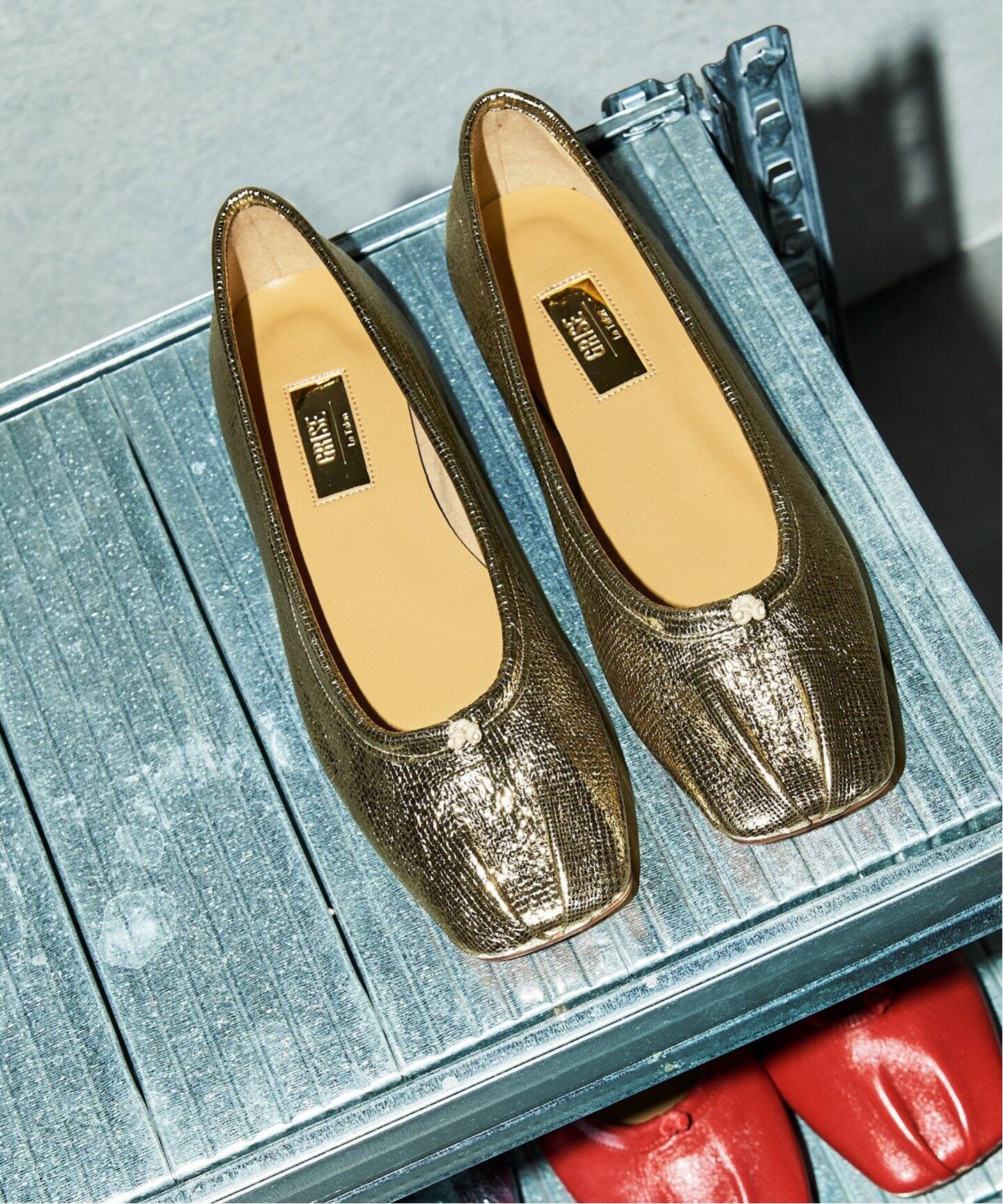 GRISEレザースクエアプリーツフラット（フラットシューズ）｜LE TALON  