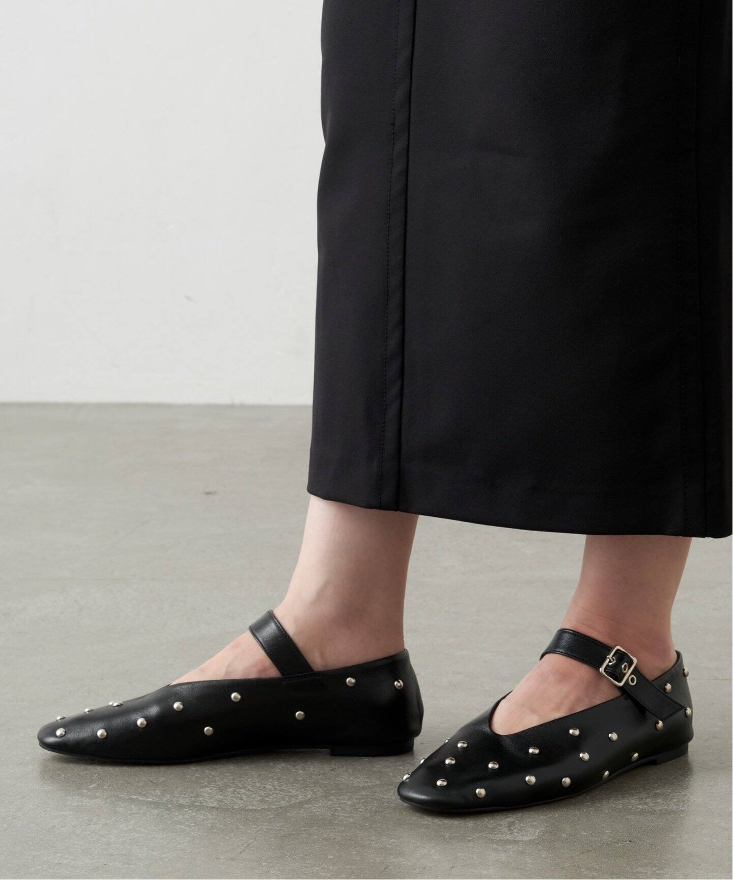 追加》GRISEレザーEDGEスタッズメリージェーン（フラットシューズ  