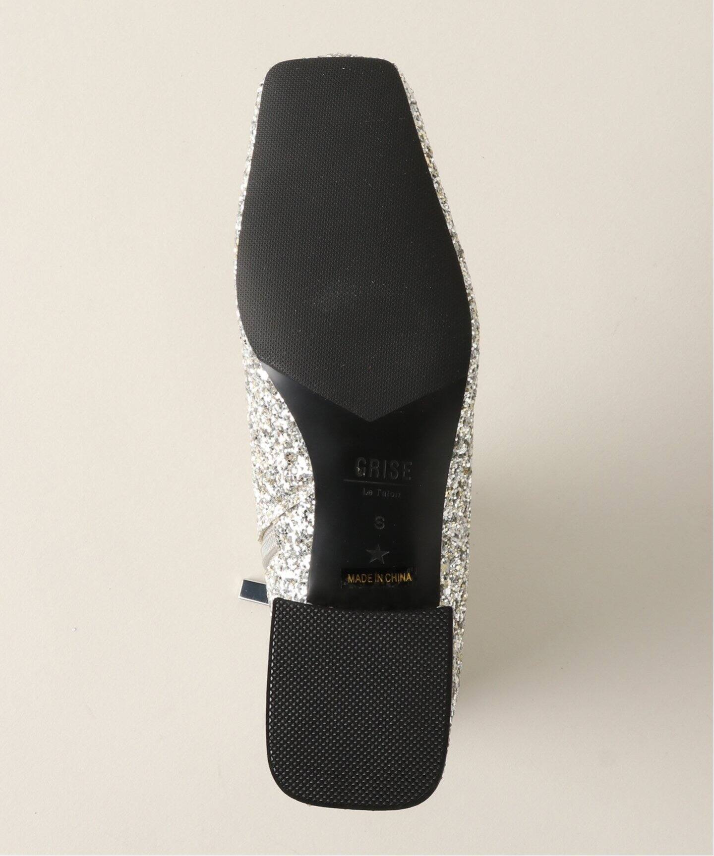 GRISE3.5cmスクエアグリッターシュートブーツ（ブーティ・ショート  