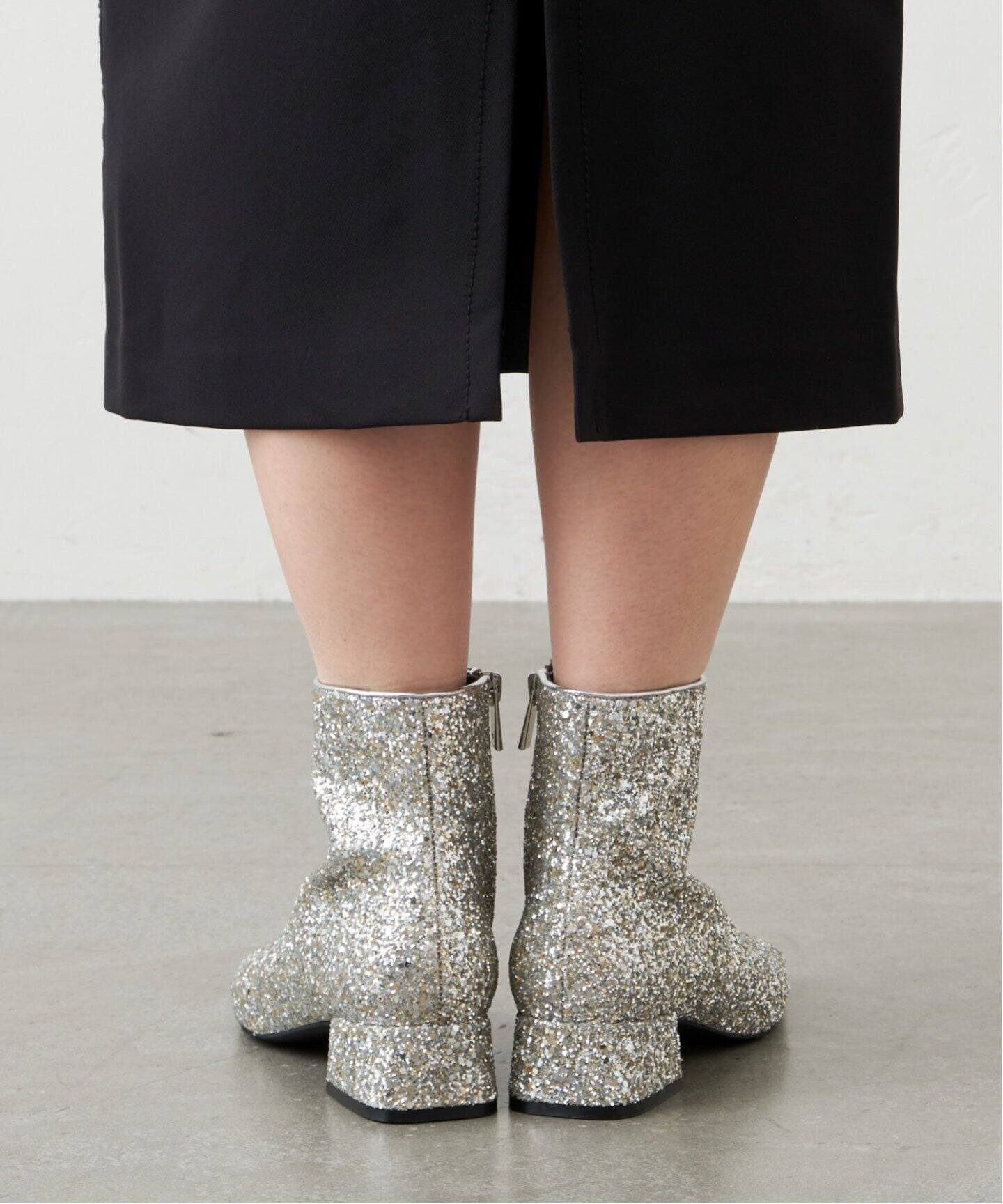 GRISE3.5cmスクエアグリッターシュートブーツ（ブーティ・ショート  