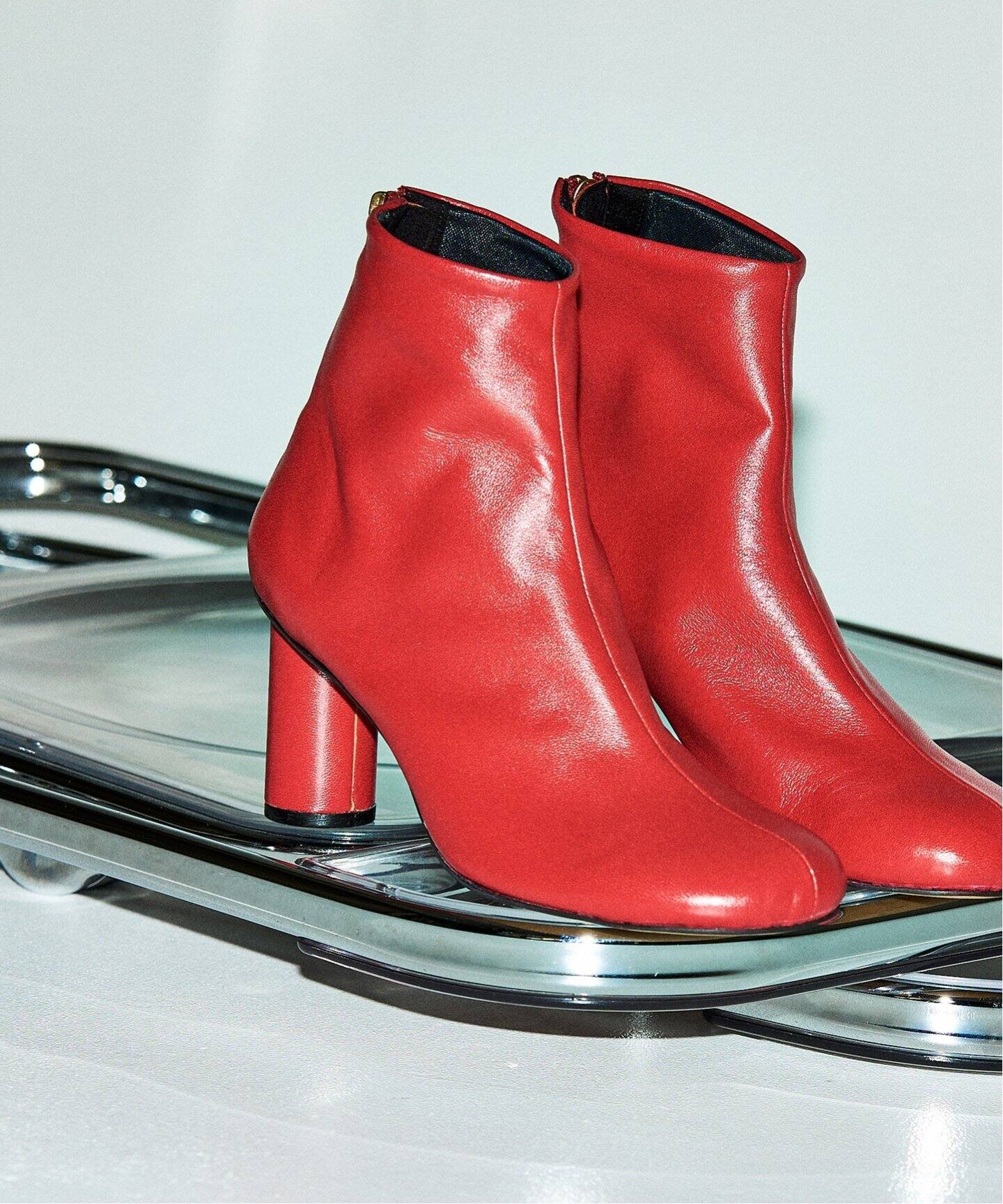 GRISE7.5cmレザーラウンドショートブーツ（ブーティ・ショートブーツ  