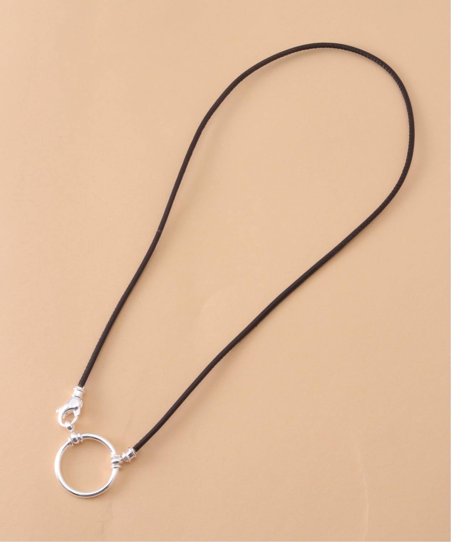 La Loop リング付きネックレス 黒 LA LOOP The Geogie 21 Black/Silver / Glass holder（ネックレス