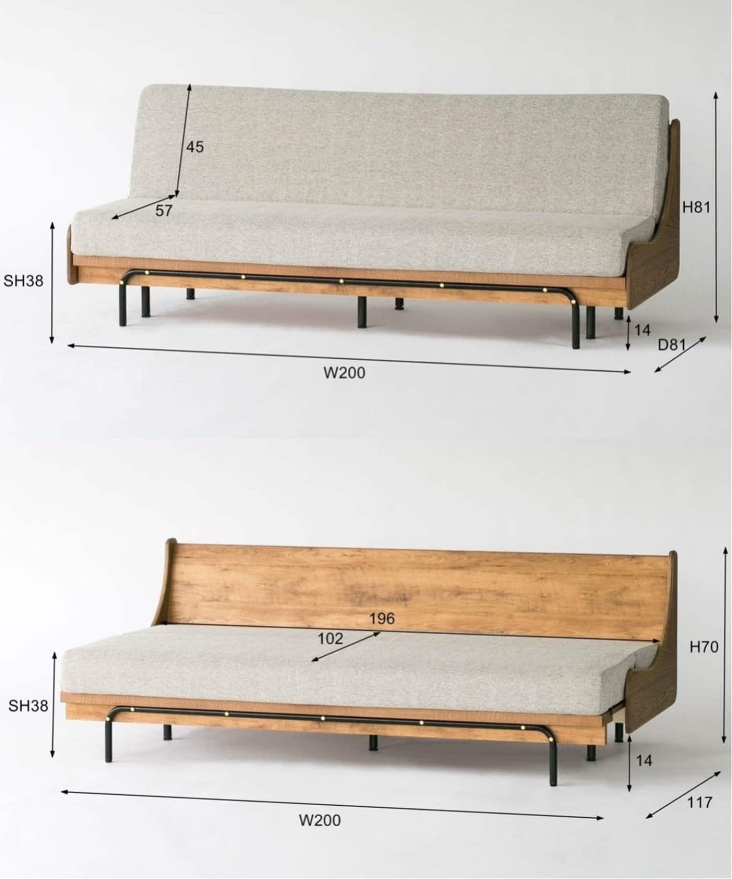 HABITAT SOFA 幅200cmベージュ 大型商品》HABITAT SOFA BED 200cm BEIGE ハビタソファ ベット