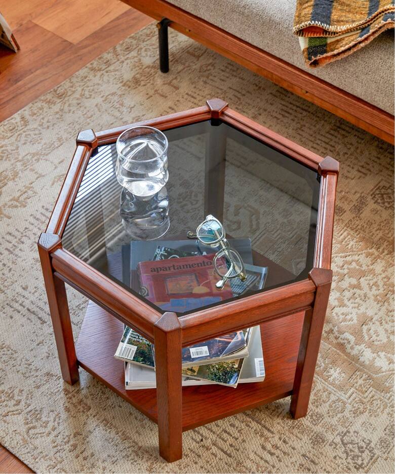 BROOKS HEXAGON TABLE ブラックガラス ブルックスヘキサゴン（テーブル 