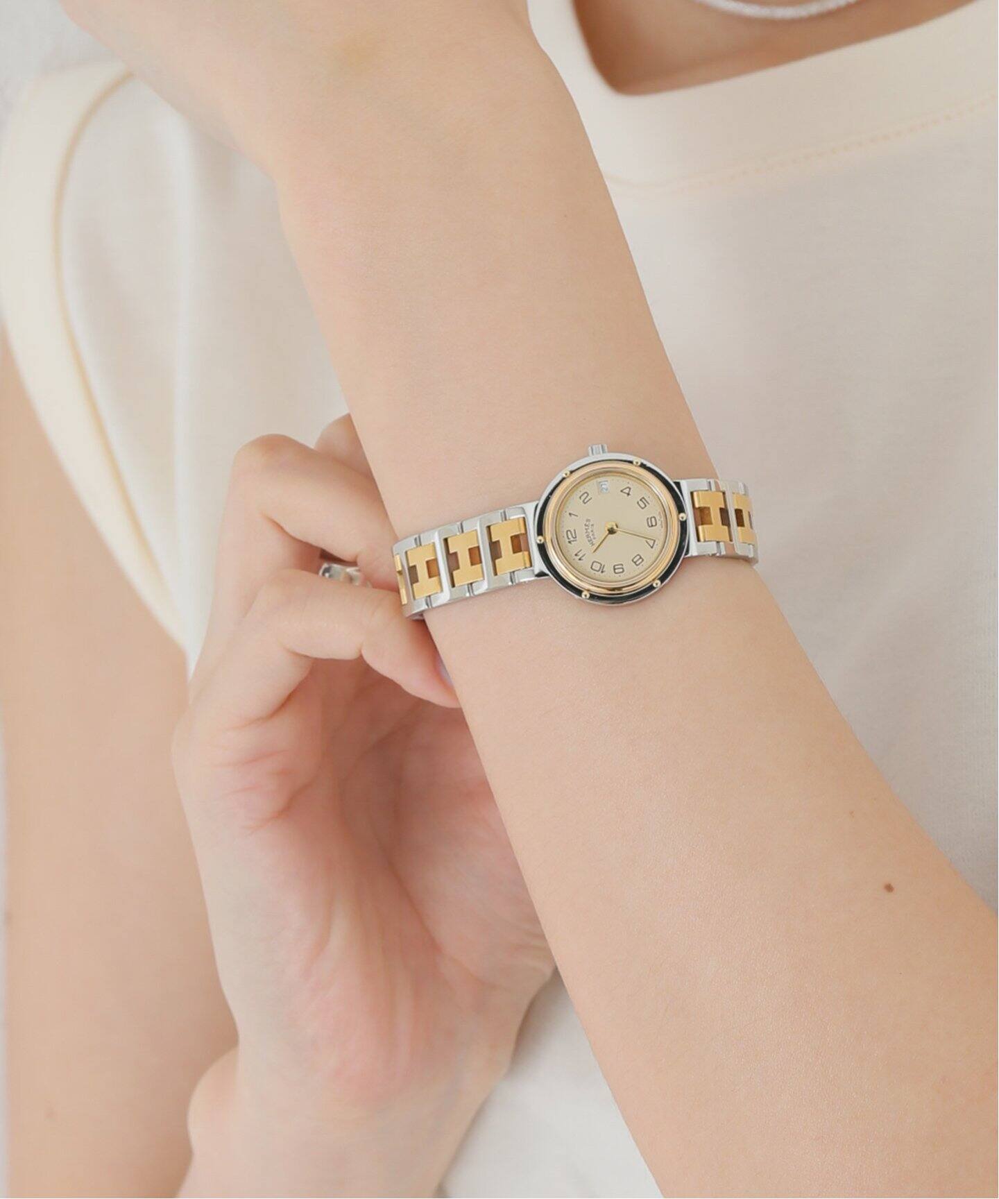HERMES / エルメス】Clipper Ivory dial Combination classic  
