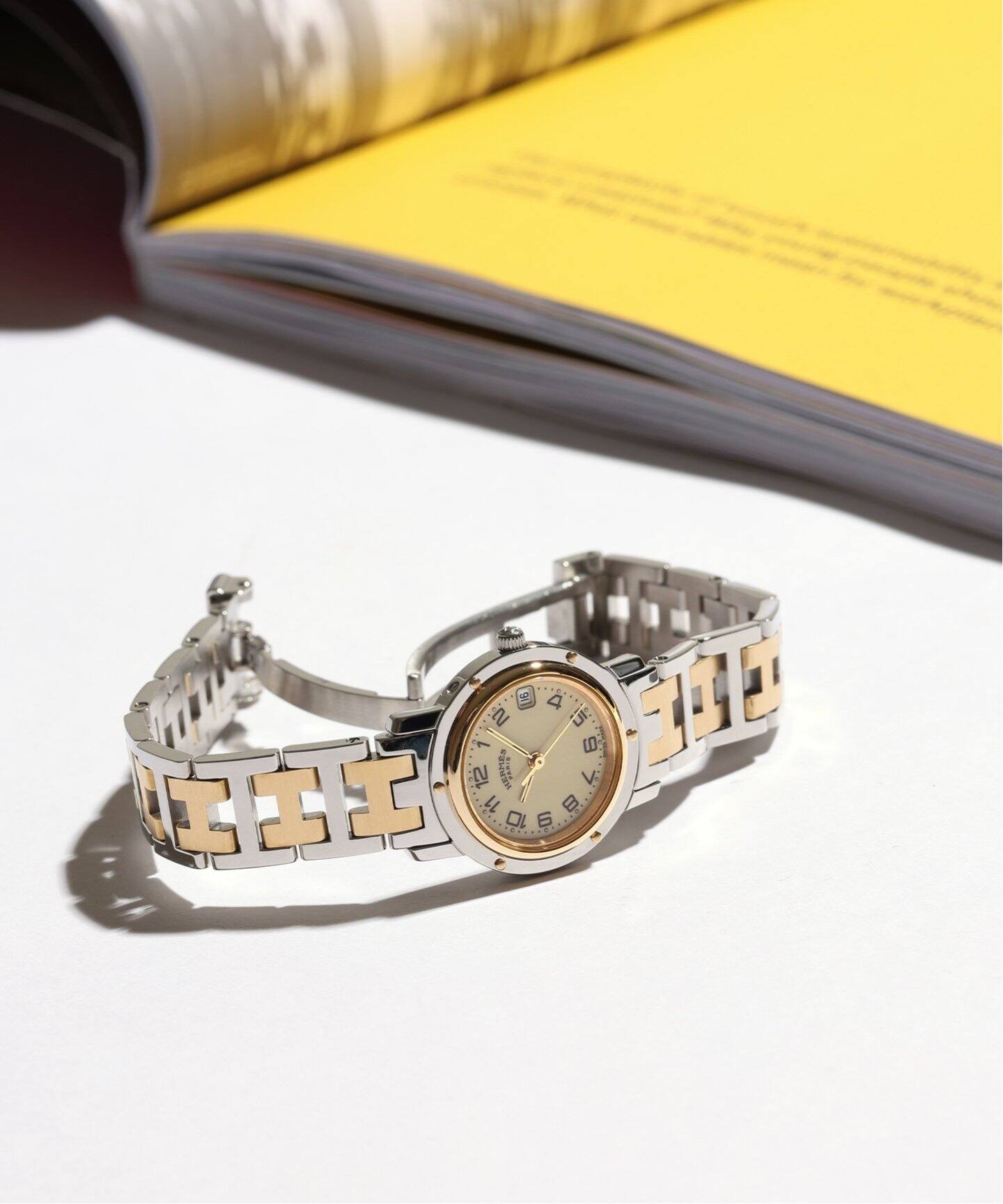 電池交換済・HIROB購入】HERMES クリッパー コンビ 箱・保証書付き  